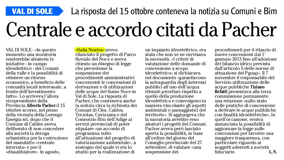 Caldes, centrale e accordo citati da Pacher
