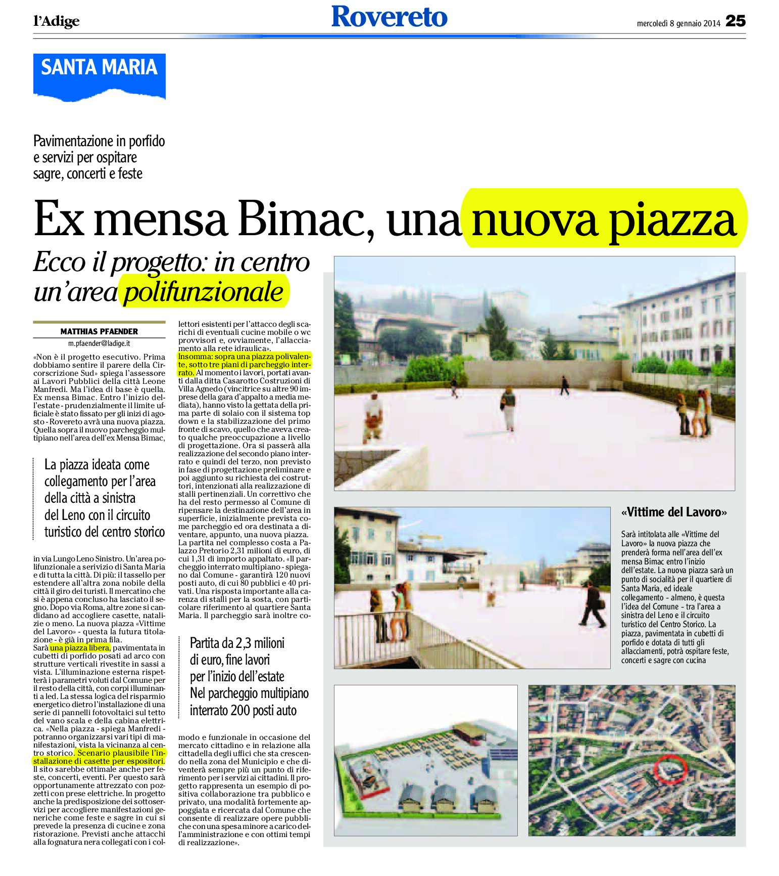 Rovereto: ex mensa Bimac, una nuova piazza.