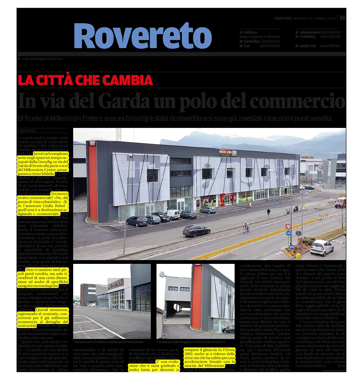 Rovereto: in via del Garda un polo del commercio.