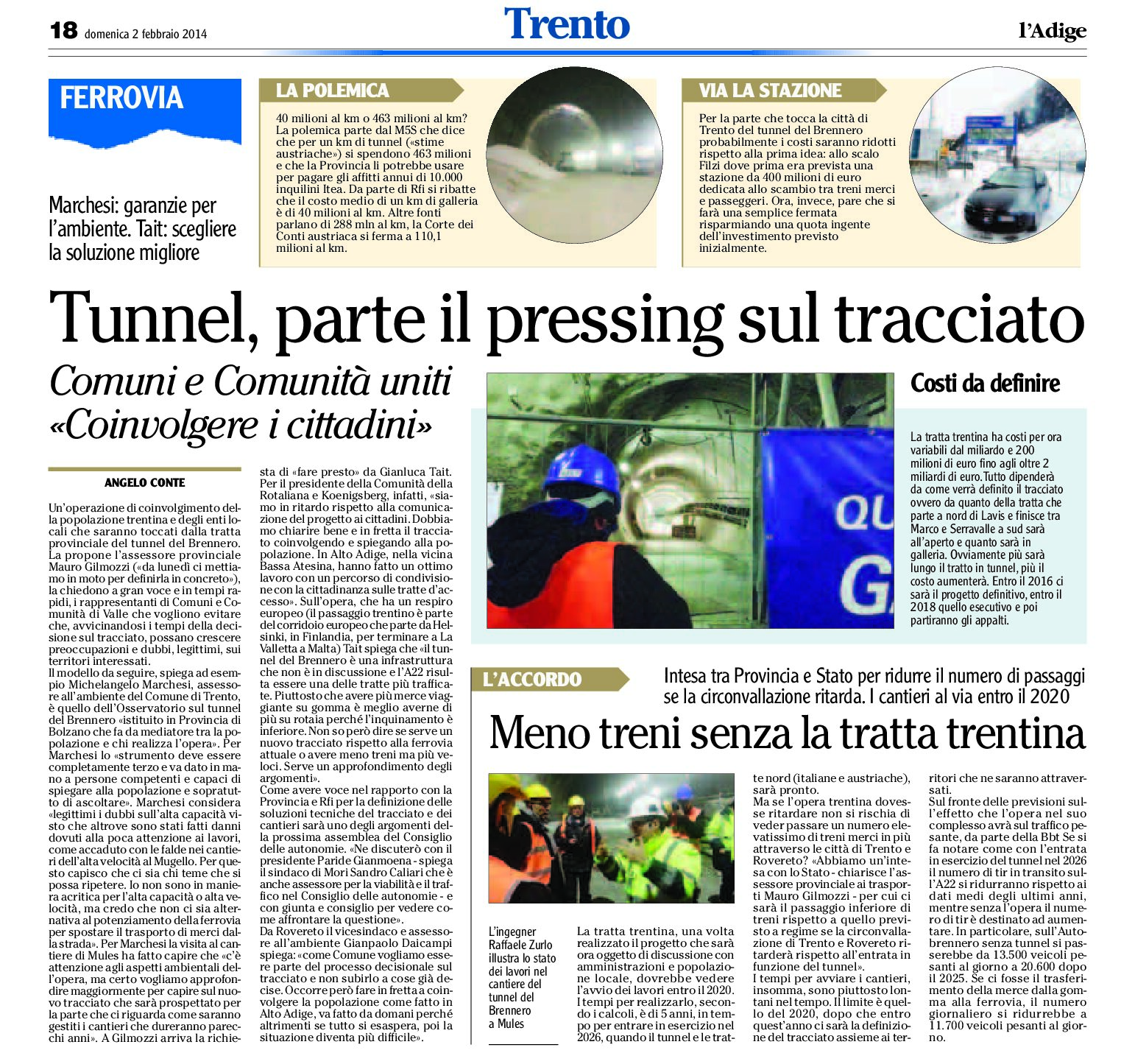 Tunnel del Brennero: parte il pressing sul tracciato