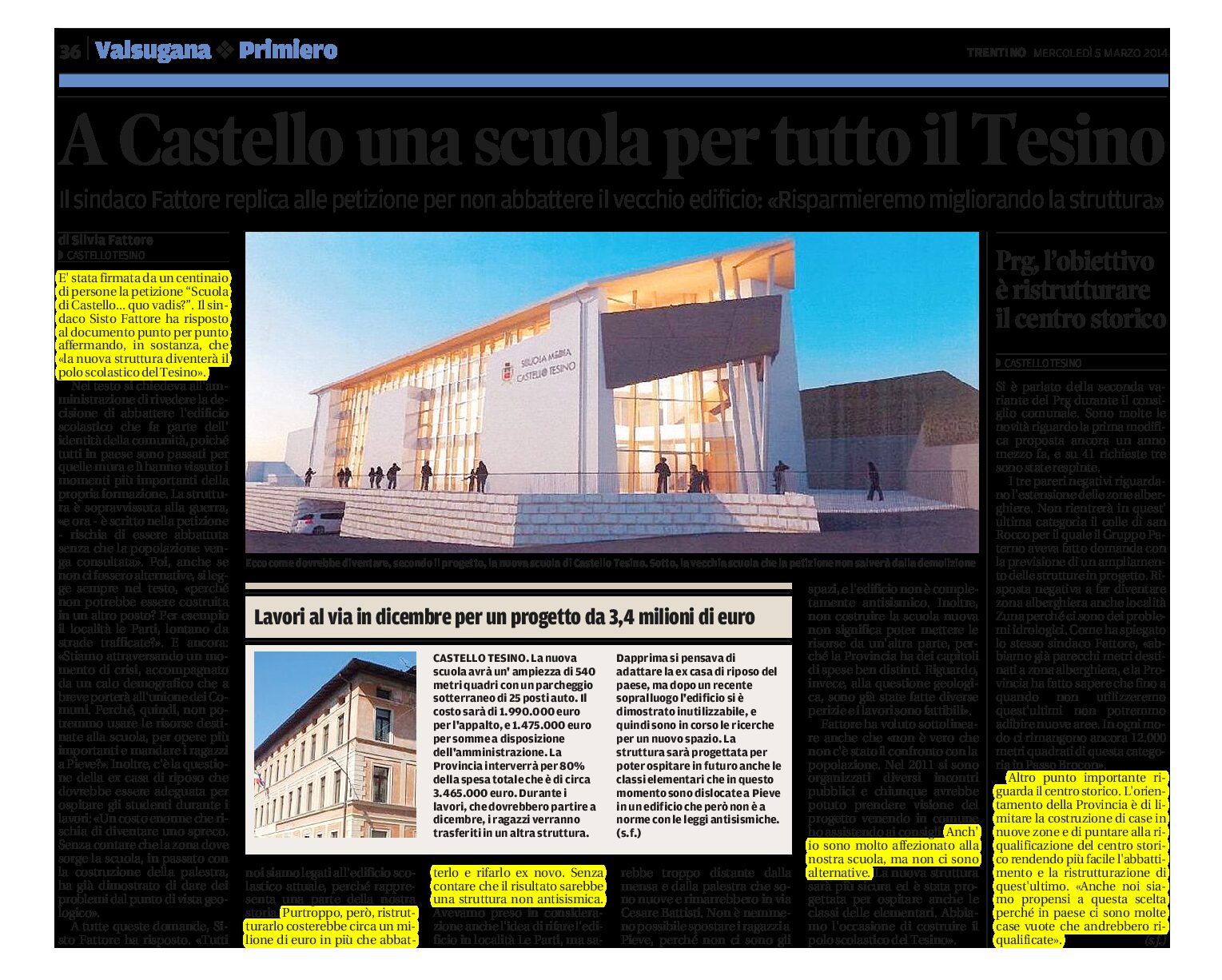 Castello Tesino: una petizione contro l’abbattimento delle vecchie scuole elementari