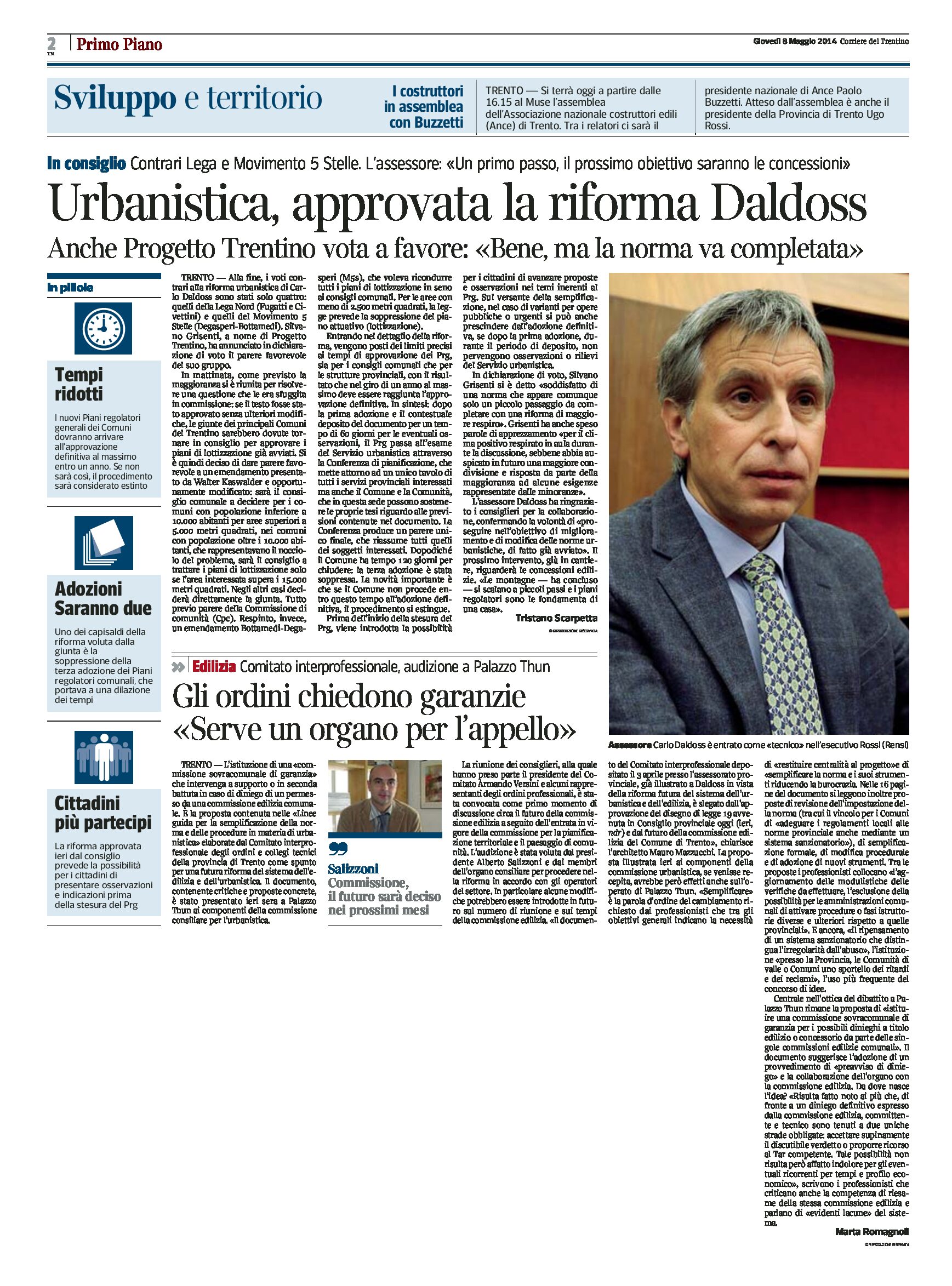 Trento: urbanistica, approvata la riforma Daldoss