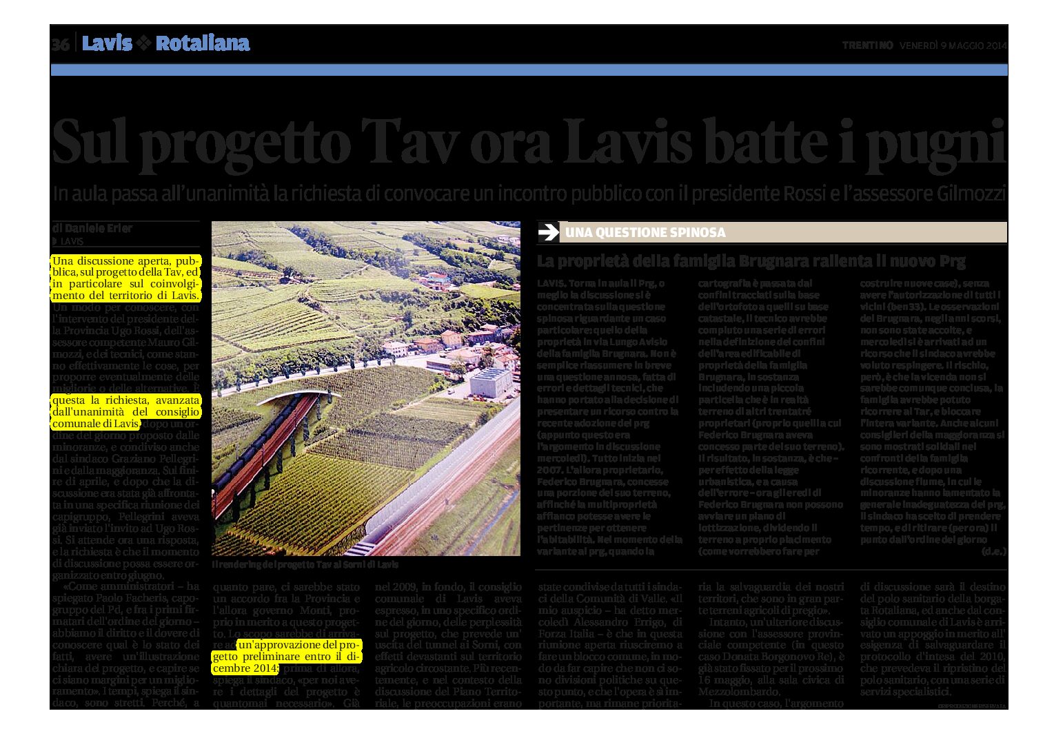 Sul progetto Tav ora Lavis batte i pugni