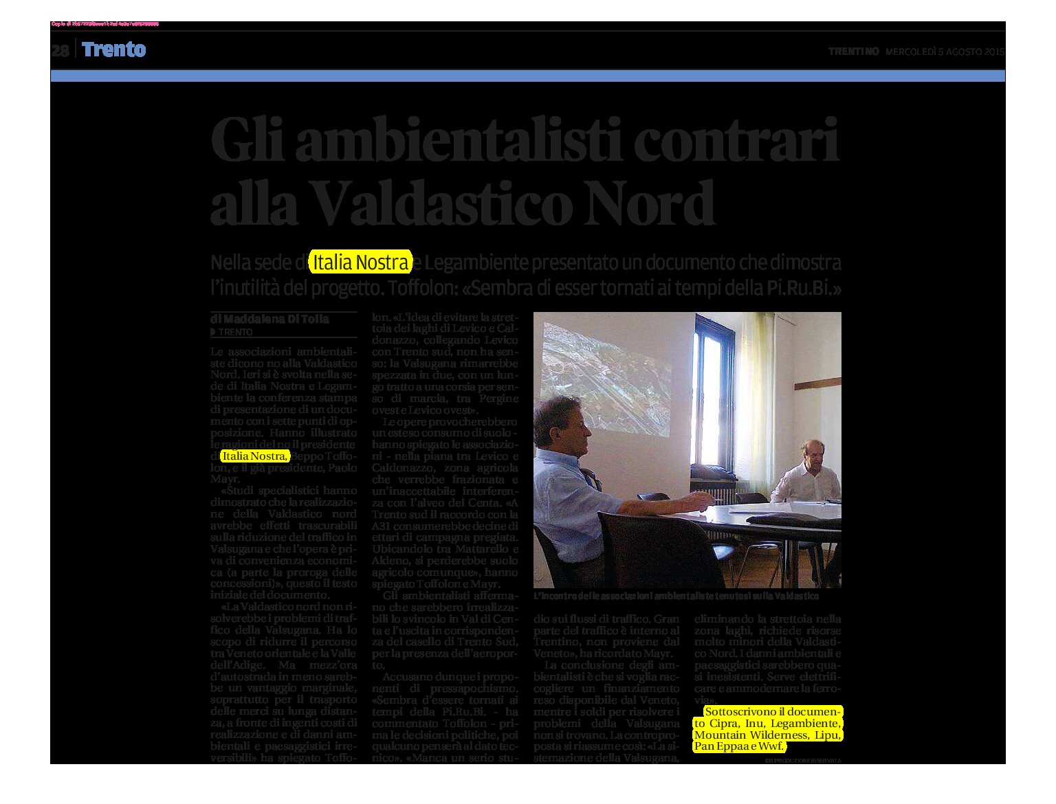 Valdastico Nord: l’opposizione di Italia Nostra