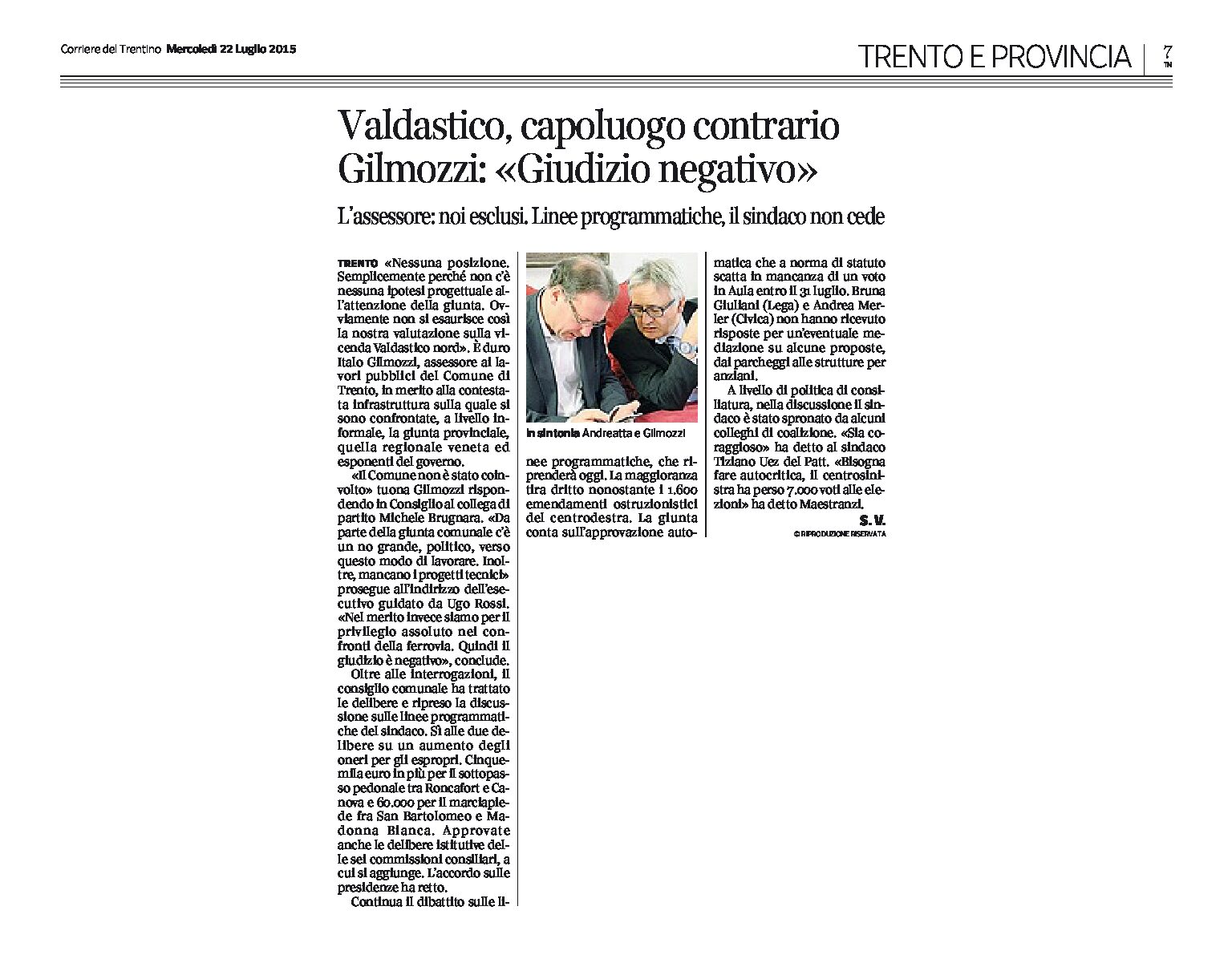 Valdastico: Trento contraria