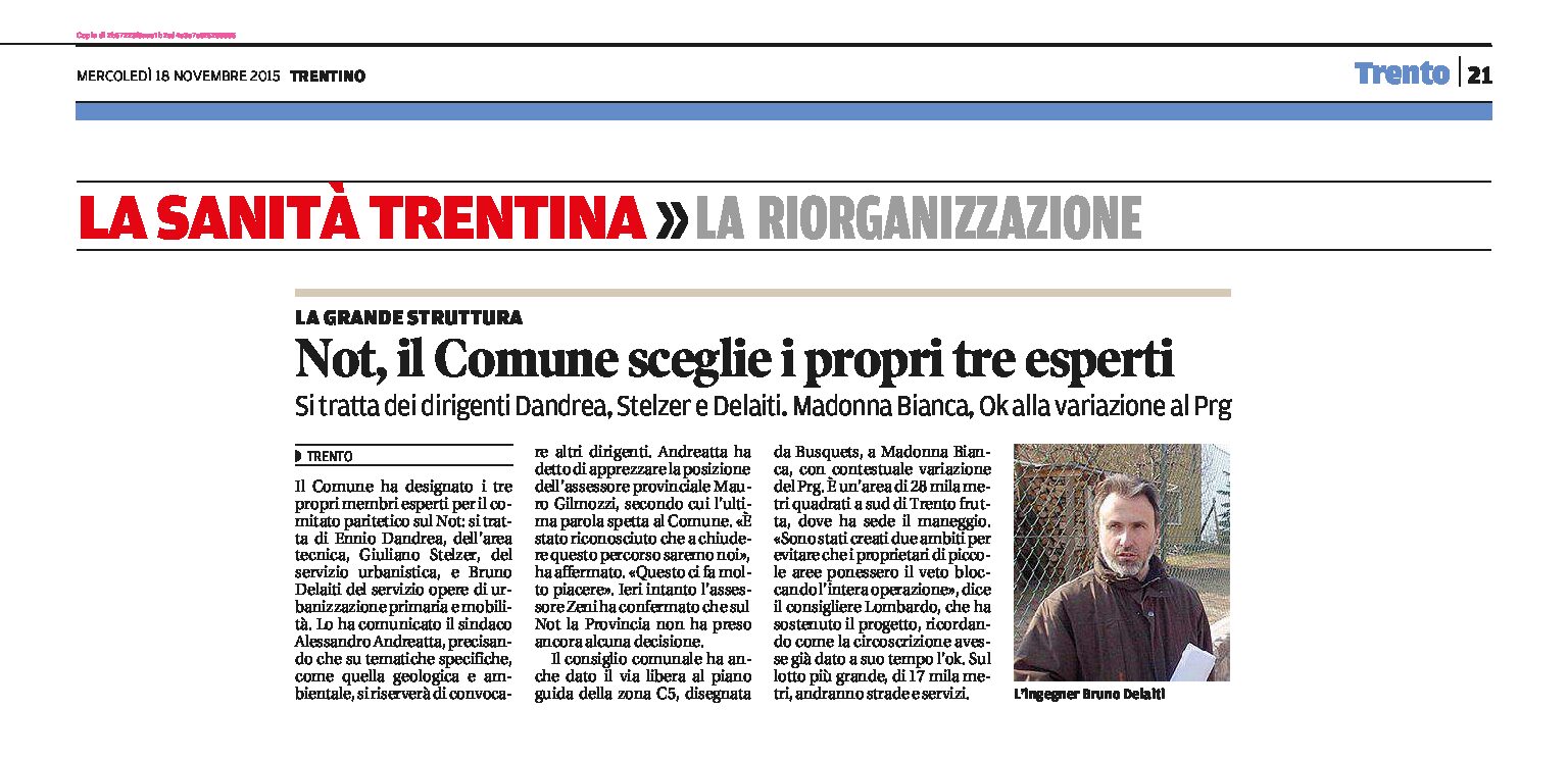 Trento, Not: il Comune sceglie i propri tre esperti