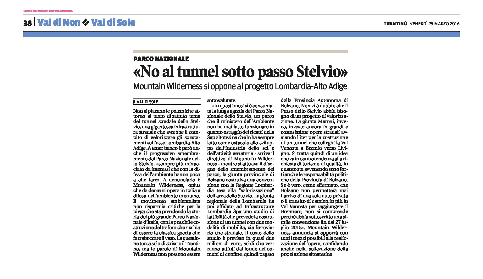 Stelvio: no al tunnel sotto il passo