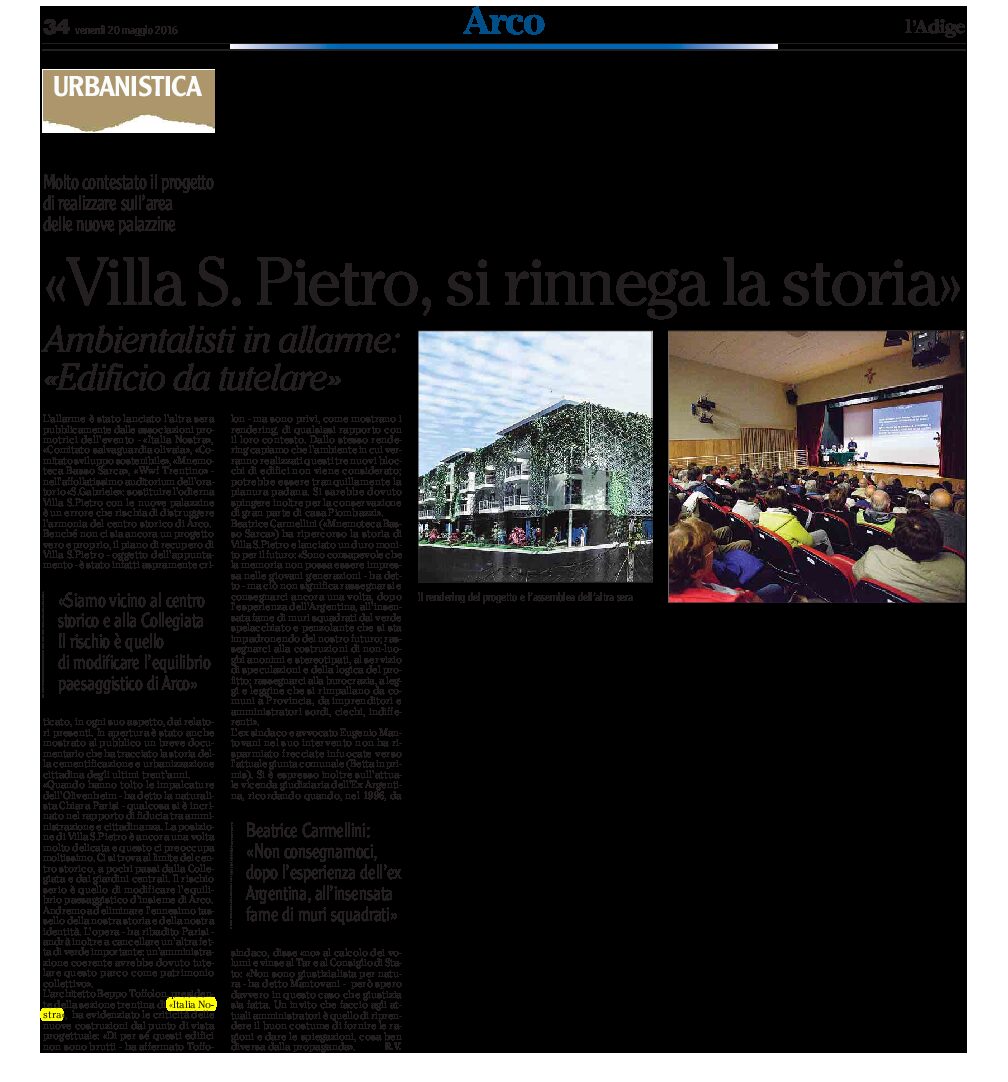 Arco, Villa San Pietro: “si rinnega la storia”. Edificio da tutelare.