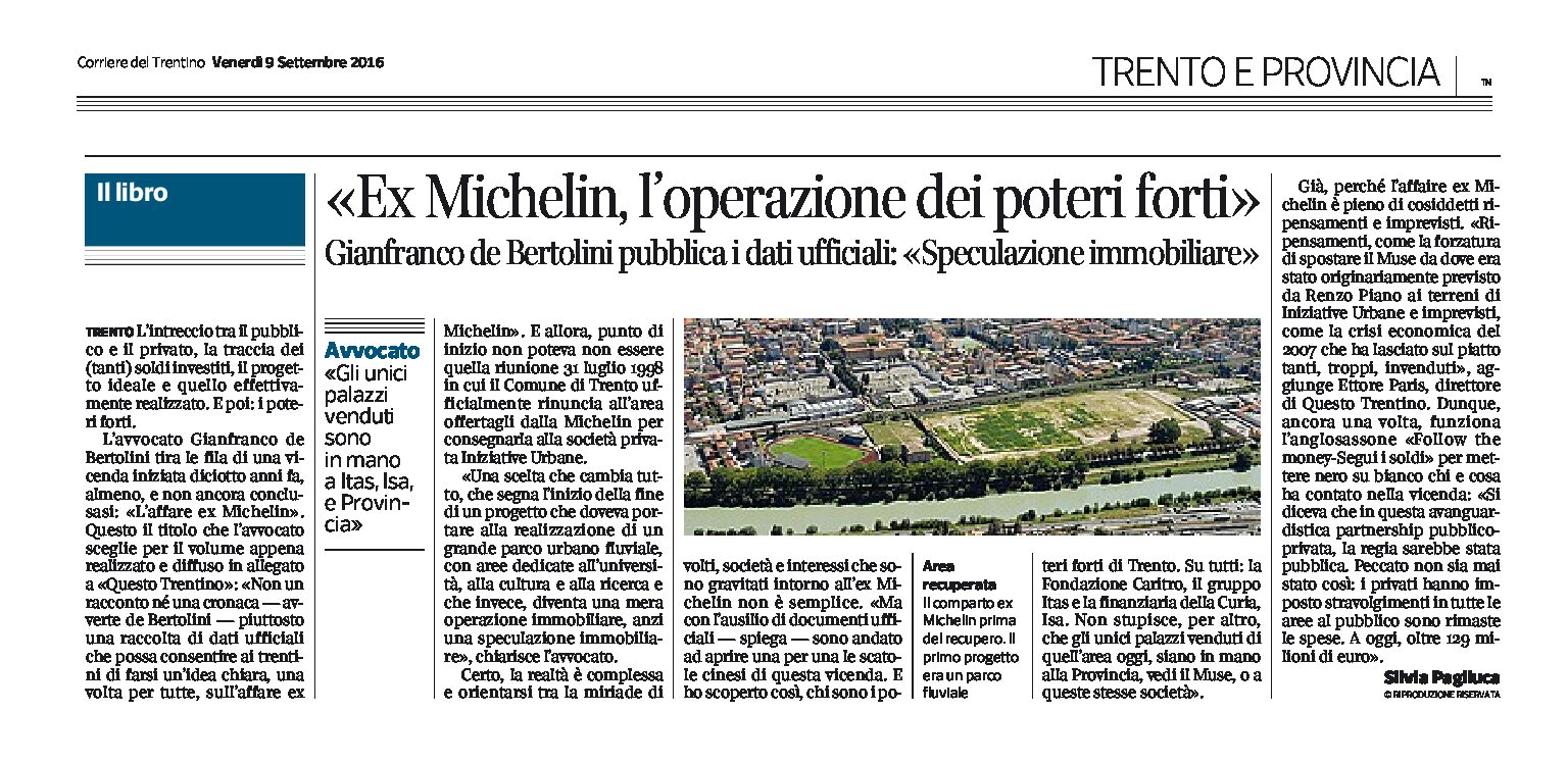 Libro: “L’affare ex Michelin” di Gianfranco de Bertolini.