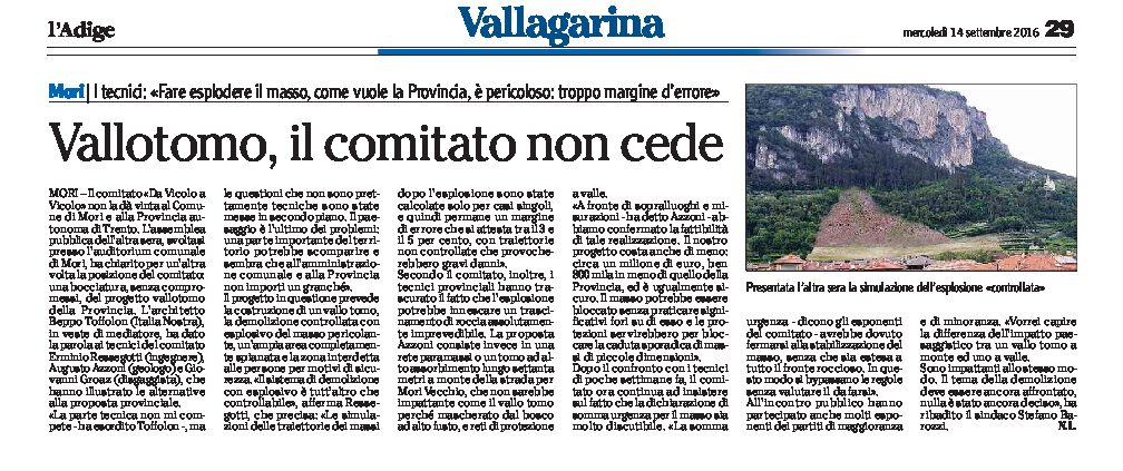 Mori, vallo tomo: il comitato non cede