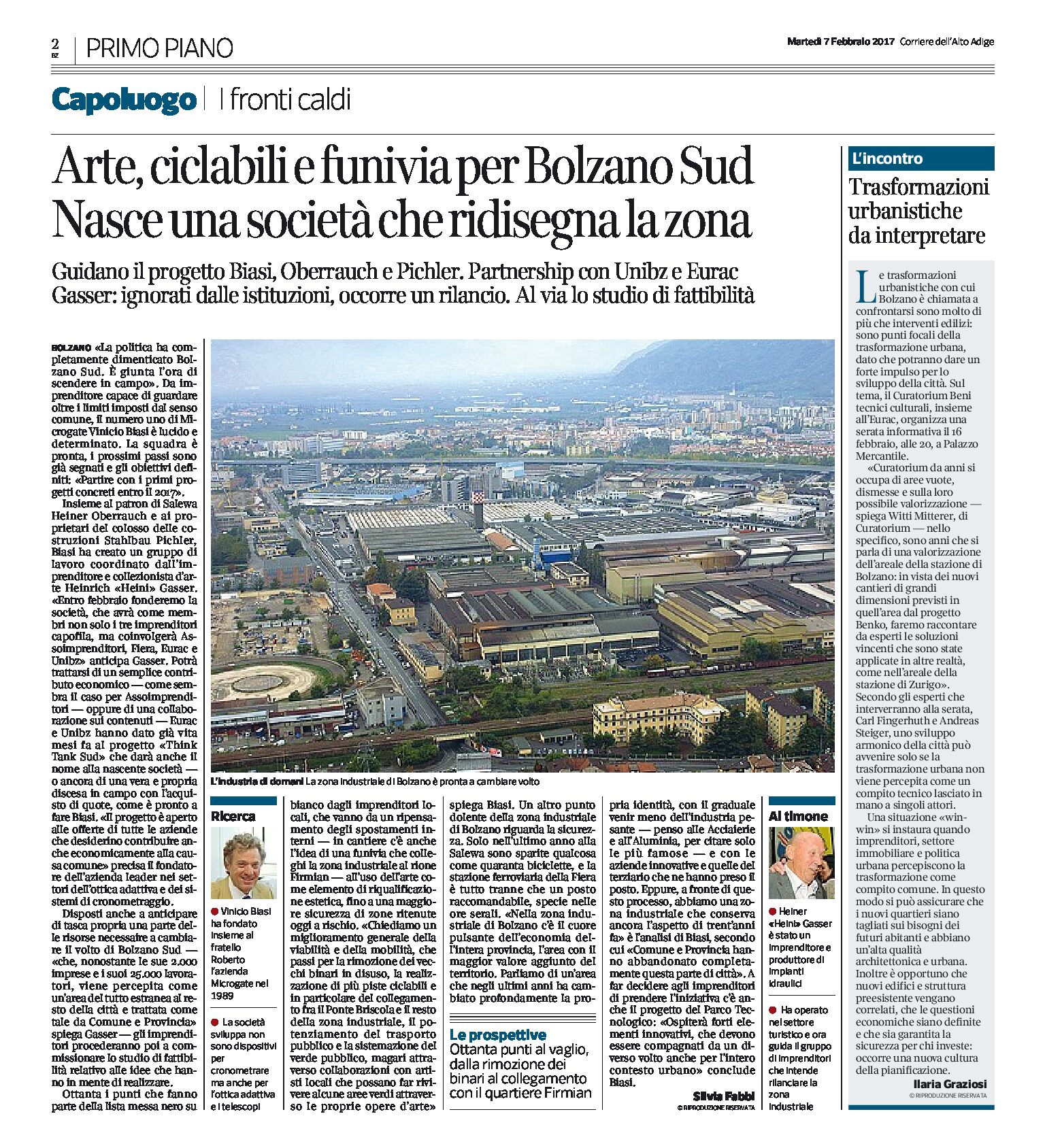 Bolzano Sud: nasce una società che ridisegna la zona. Arte, ciclabili e funivia