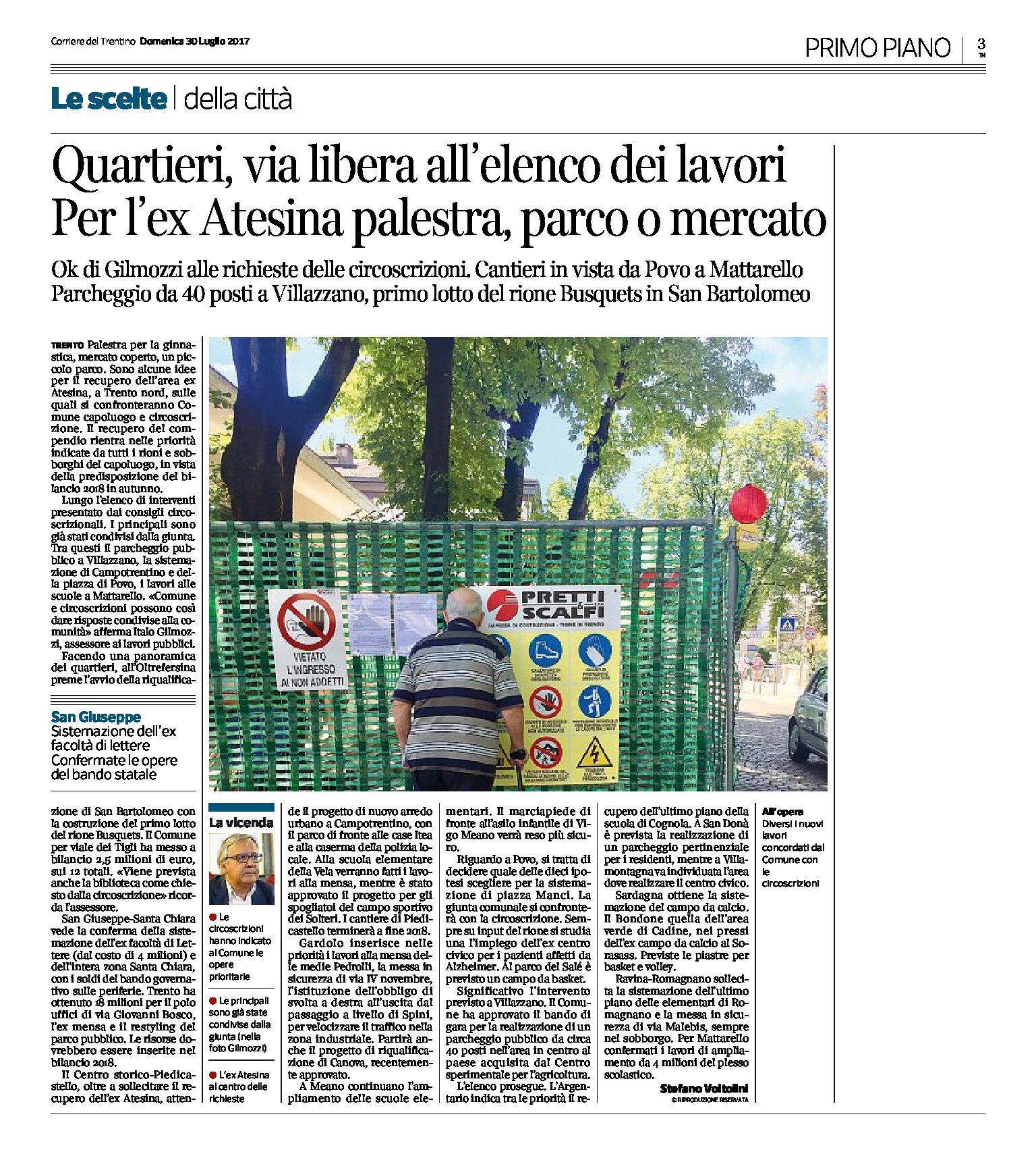 Trento, quartieri: via libera all’elenco dei lavori. Per l’ex Atesina, palestra e parco o mercato