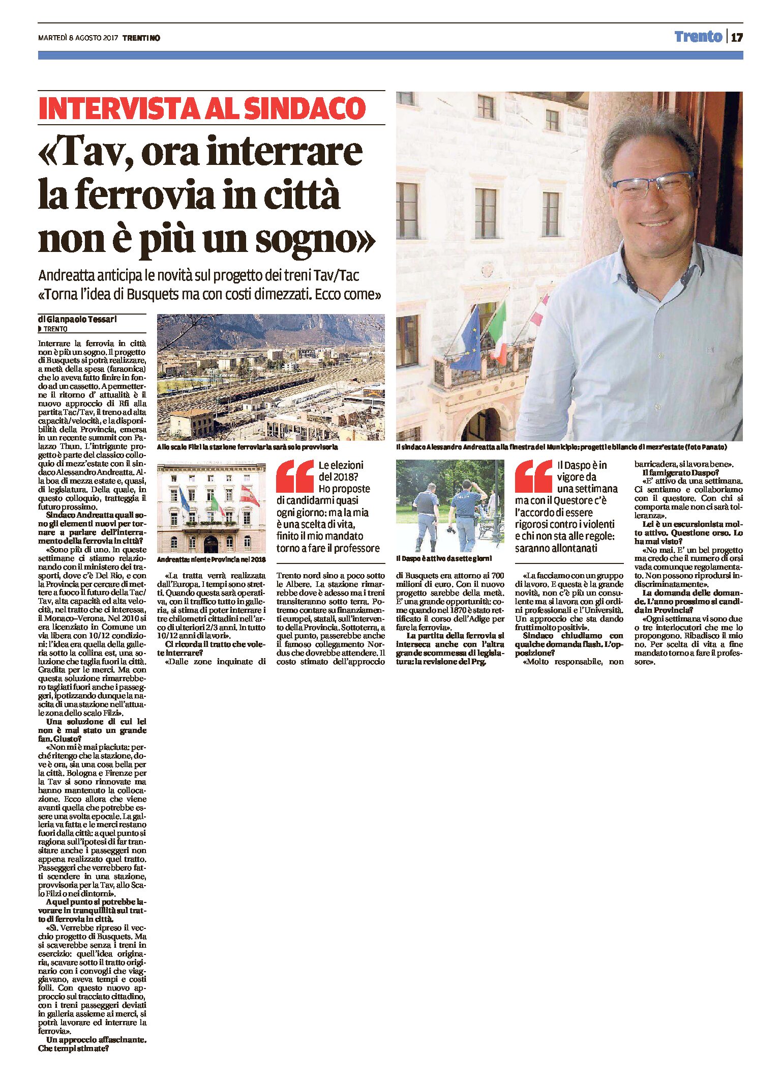Trento, Tav: interrare la ferrovia in città non è più un sogno