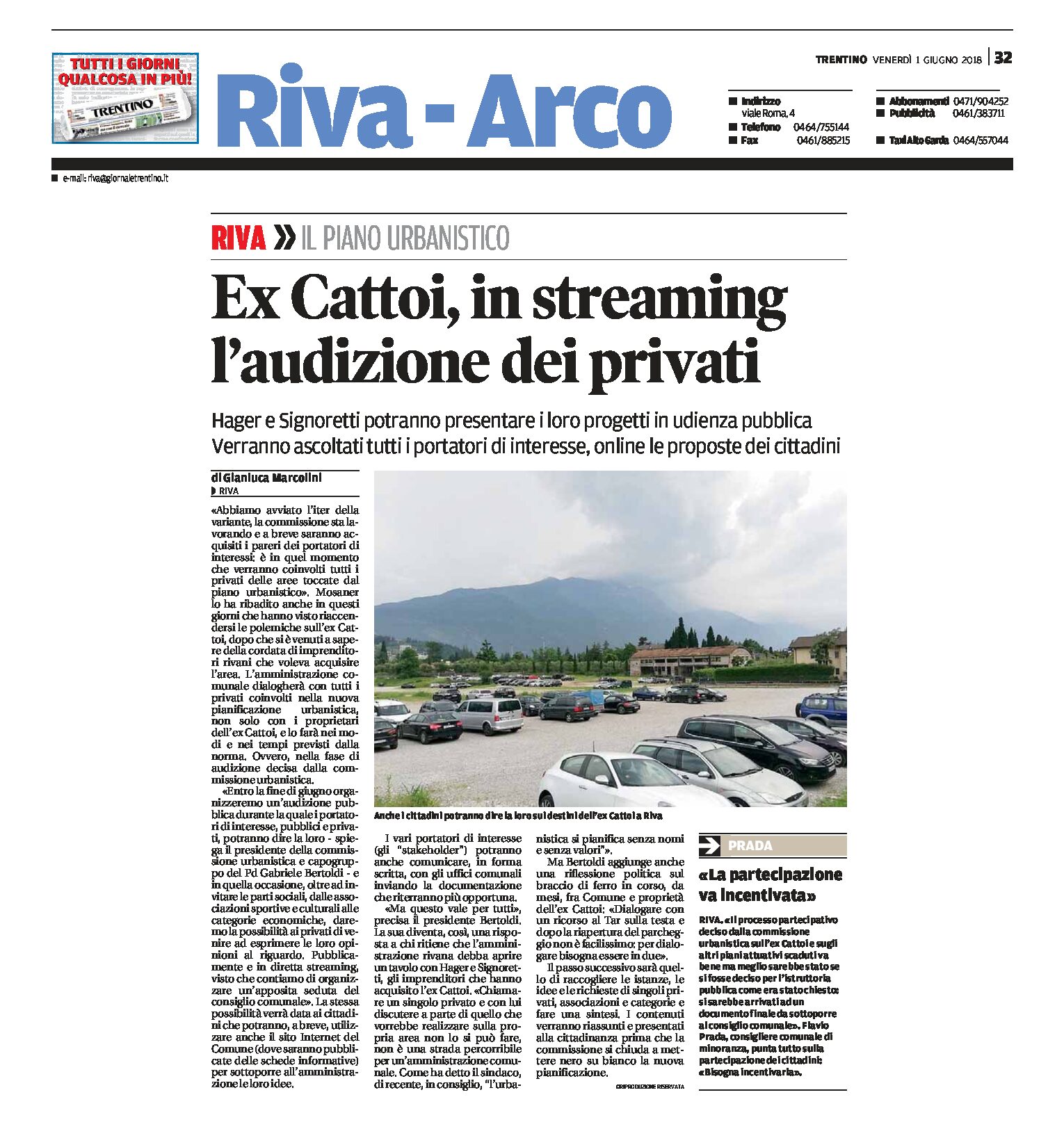 Riva, ex Cattoi: in streaming l’audizione dei privati