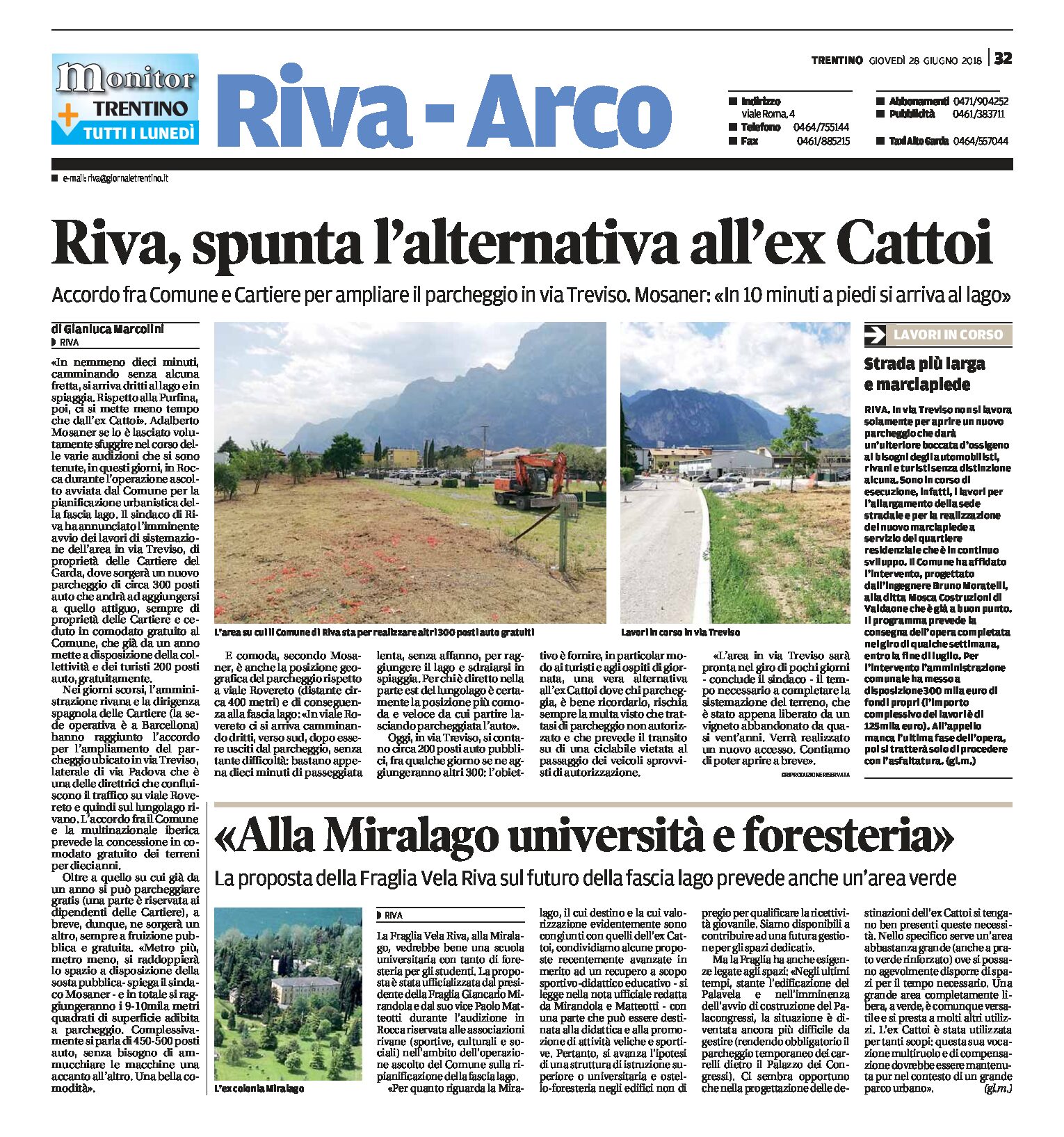 Riva, ex Cattoi: un parcheggio alternativo in via Treviso