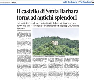 Lodrone: il castello di Santa Barbara torna agli antichi splendori