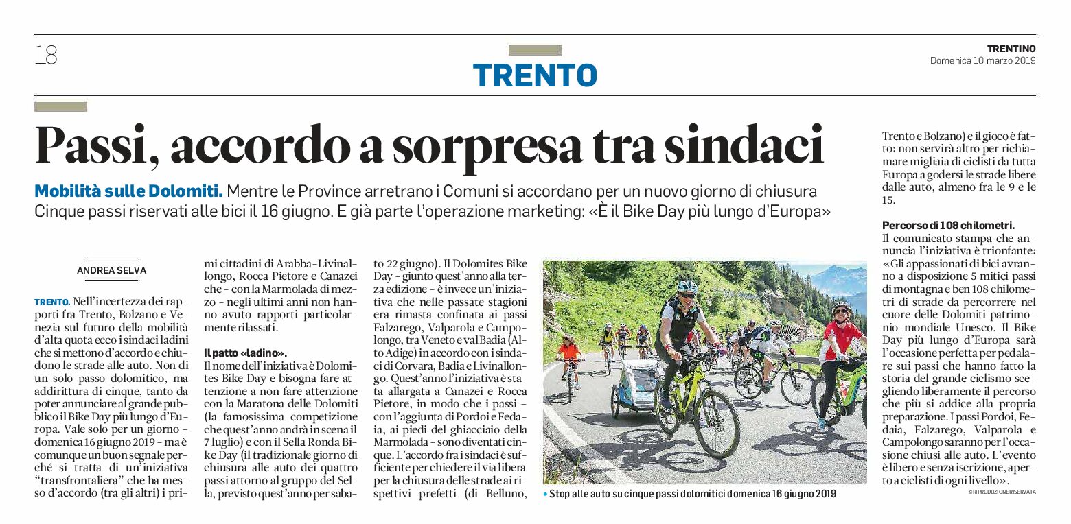 Passi dolomitici: accordo a sorpresa tra sindaci per un nuovo giorno di chiusura domenica 16 giugno