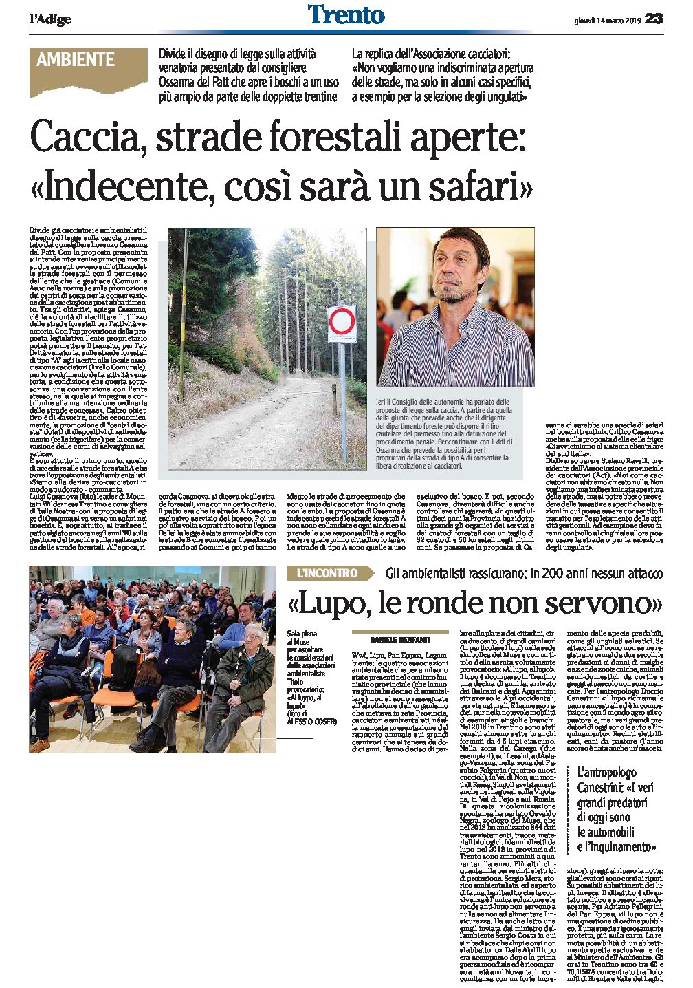 Caccia: strade forestali aperte