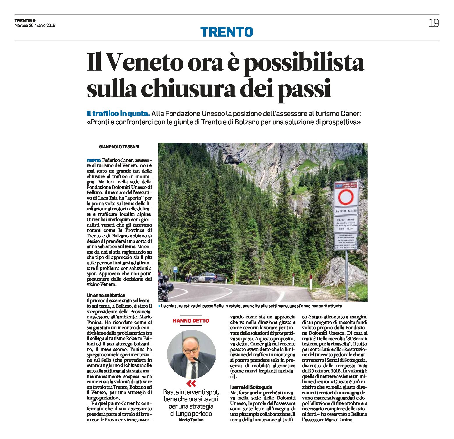 Passi dolomitici: il Veneto ora è possibilista sulla chiusura