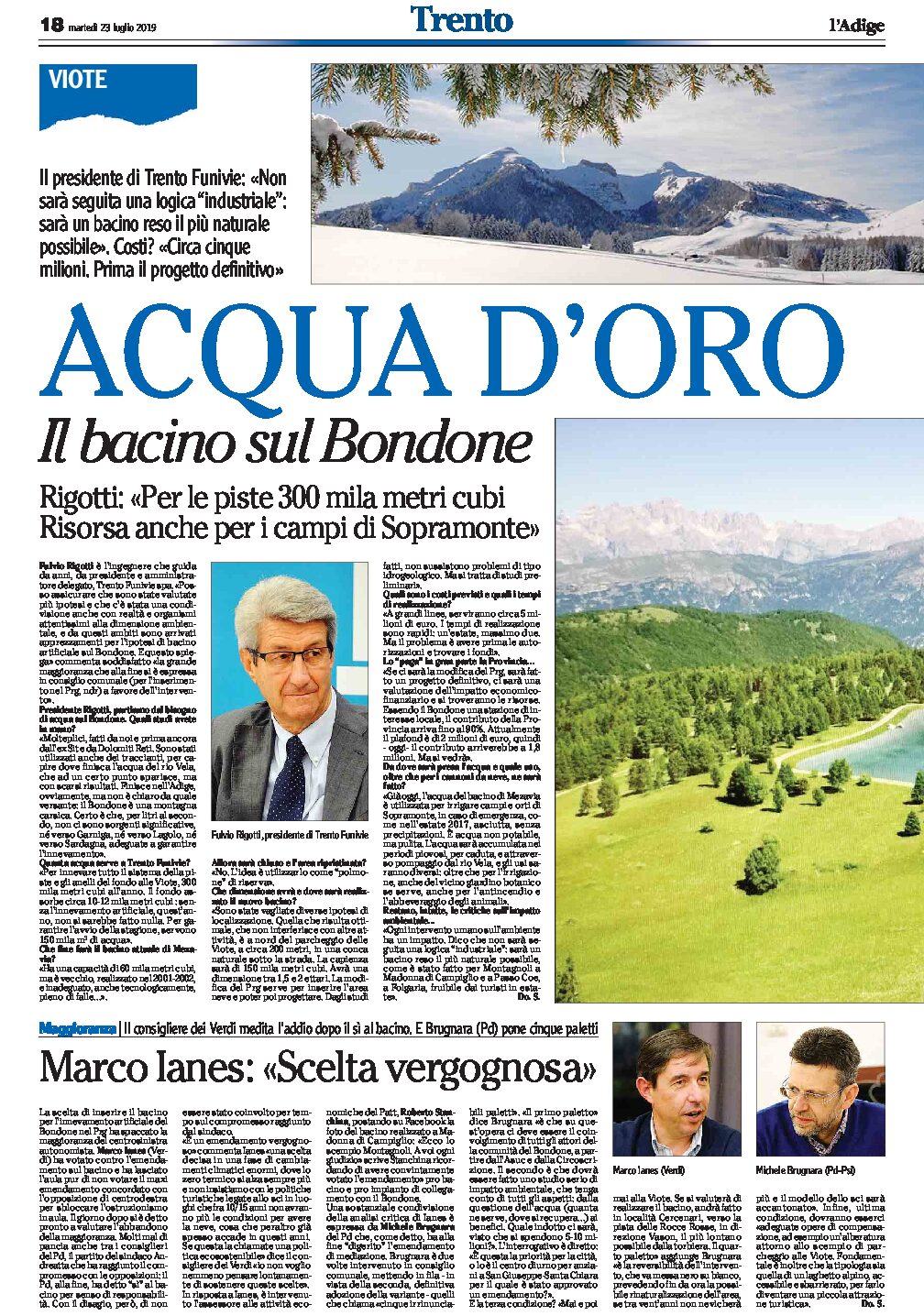 Trento, Prg: acqua d’oro il bacino sul Bondone. Intervista a Rigotti di Trento Funivie