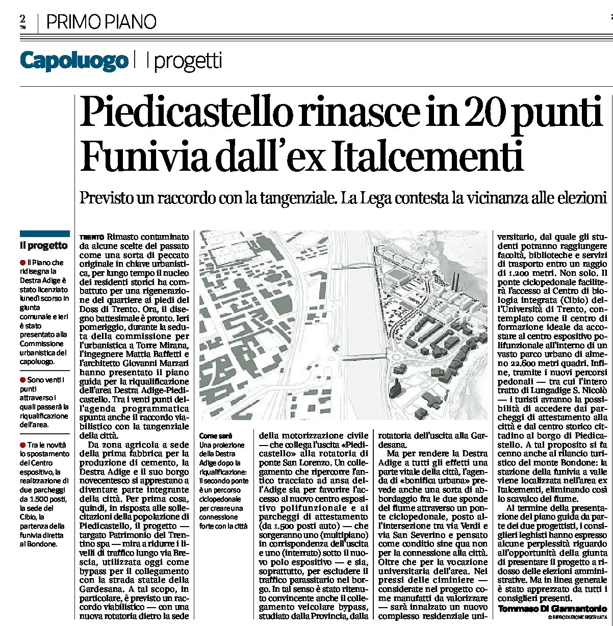 Trento, Piedicastello: rinasce in 20 punti. Funivia dall’ex Italcementi
