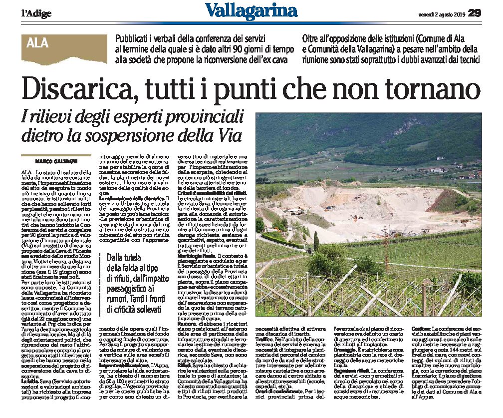 Ala, Pilcante: discarica, tutti i punti che non tornano