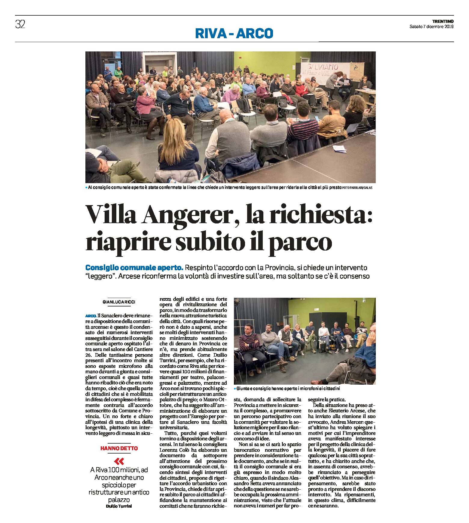 Arco, villa Angerer, la richiesta: riaprire subito il parco