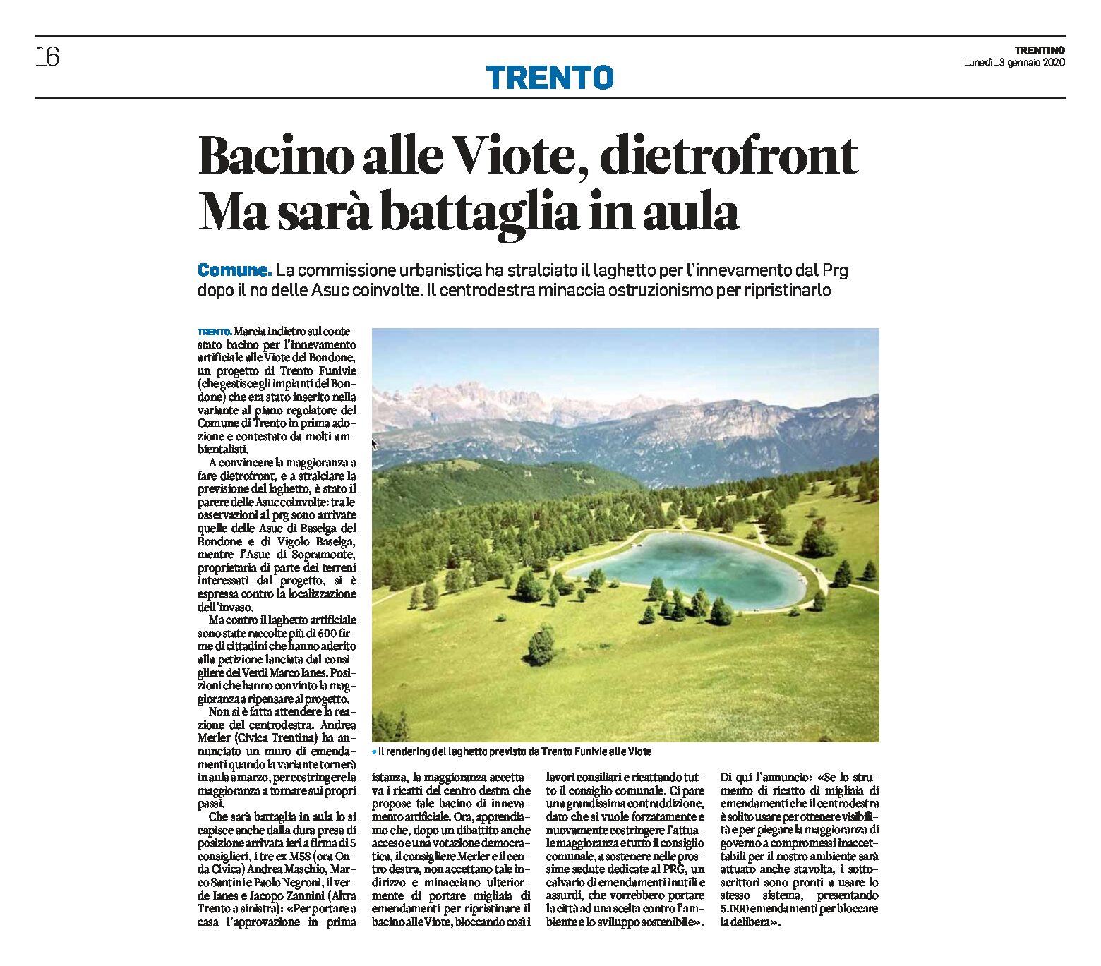 Bondone, Viote: bacino artificiale dietrofront. Ma sarà battaglia in aula
