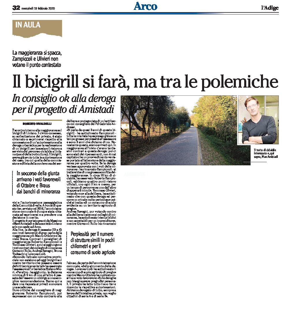 Linfano, bicigrill: si farà ma tra le polemiche