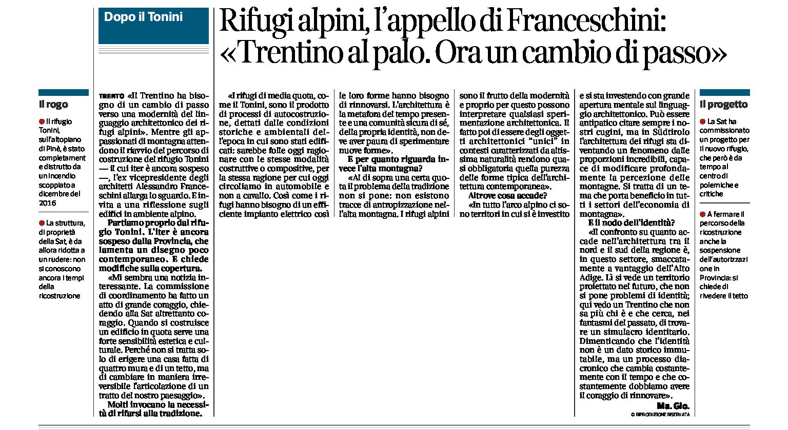 Rifugi alpini: l’appello dell’architetto Franceschini “Trentino al palo. Ora un cambio di passo”