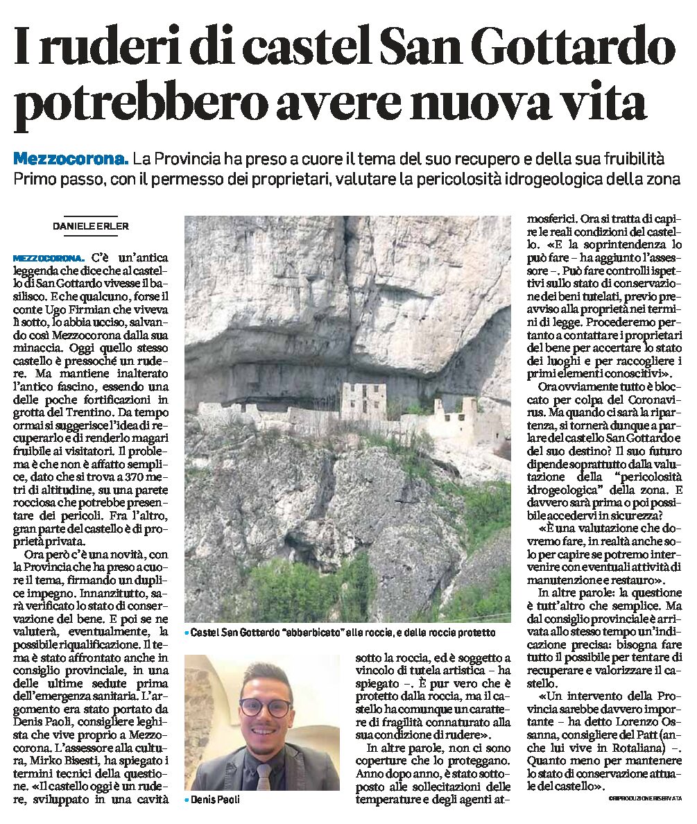 Mezzocorona: i ruderi di castel San Gottardo potrebbero avere nuova vita