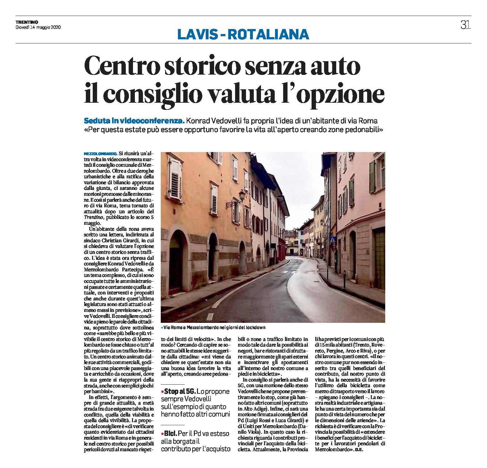 Mezzolombardo: centro storico senza auto, il consiglio valuta l’opzione