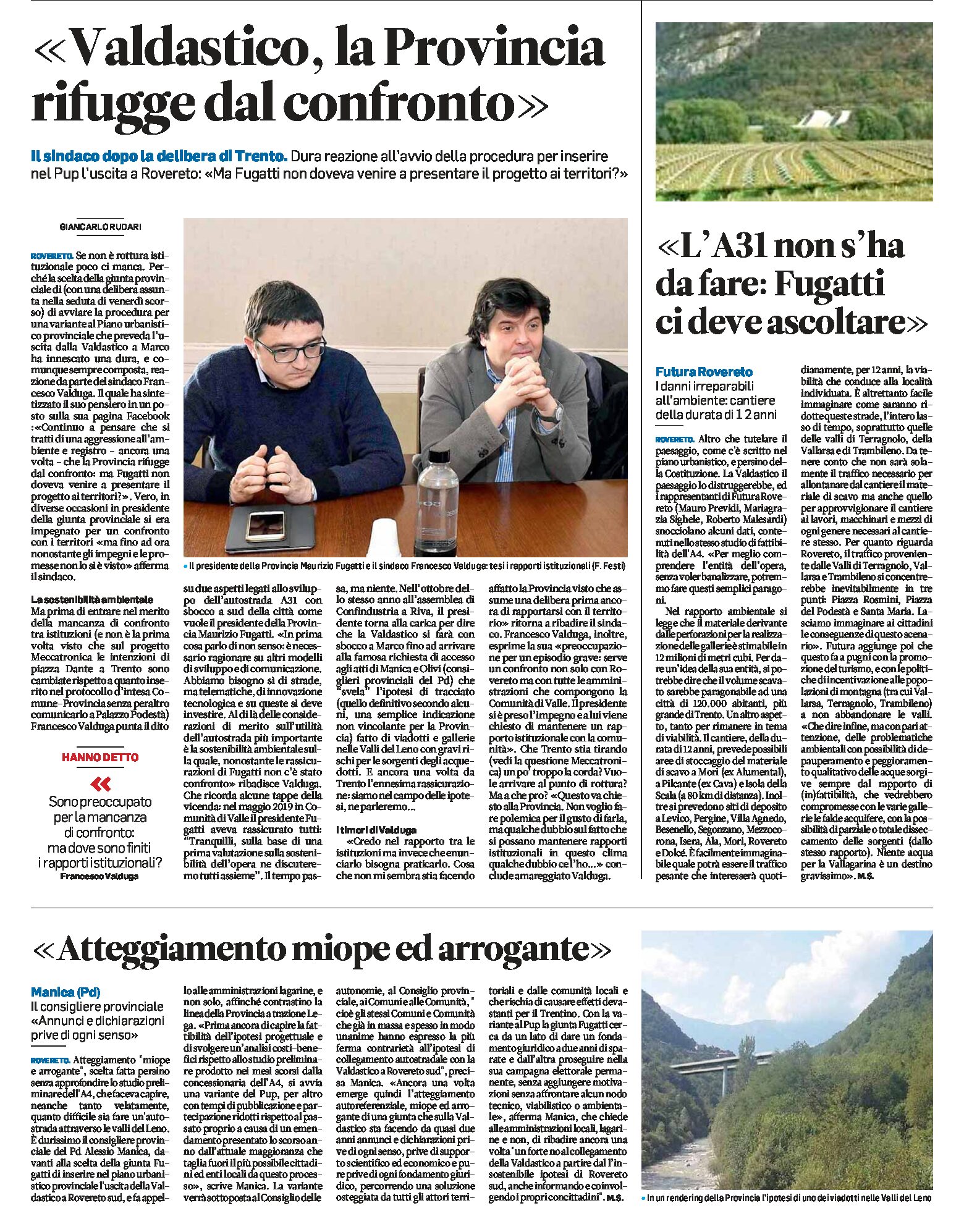 Valdastico nel Pup: la Provincia rifugge dal confronto “atteggiamento miope e arrogante”