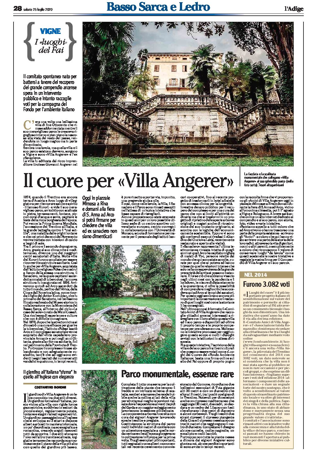 Vigne, i luoghi del Fai: il cuore per “villa Angerer”