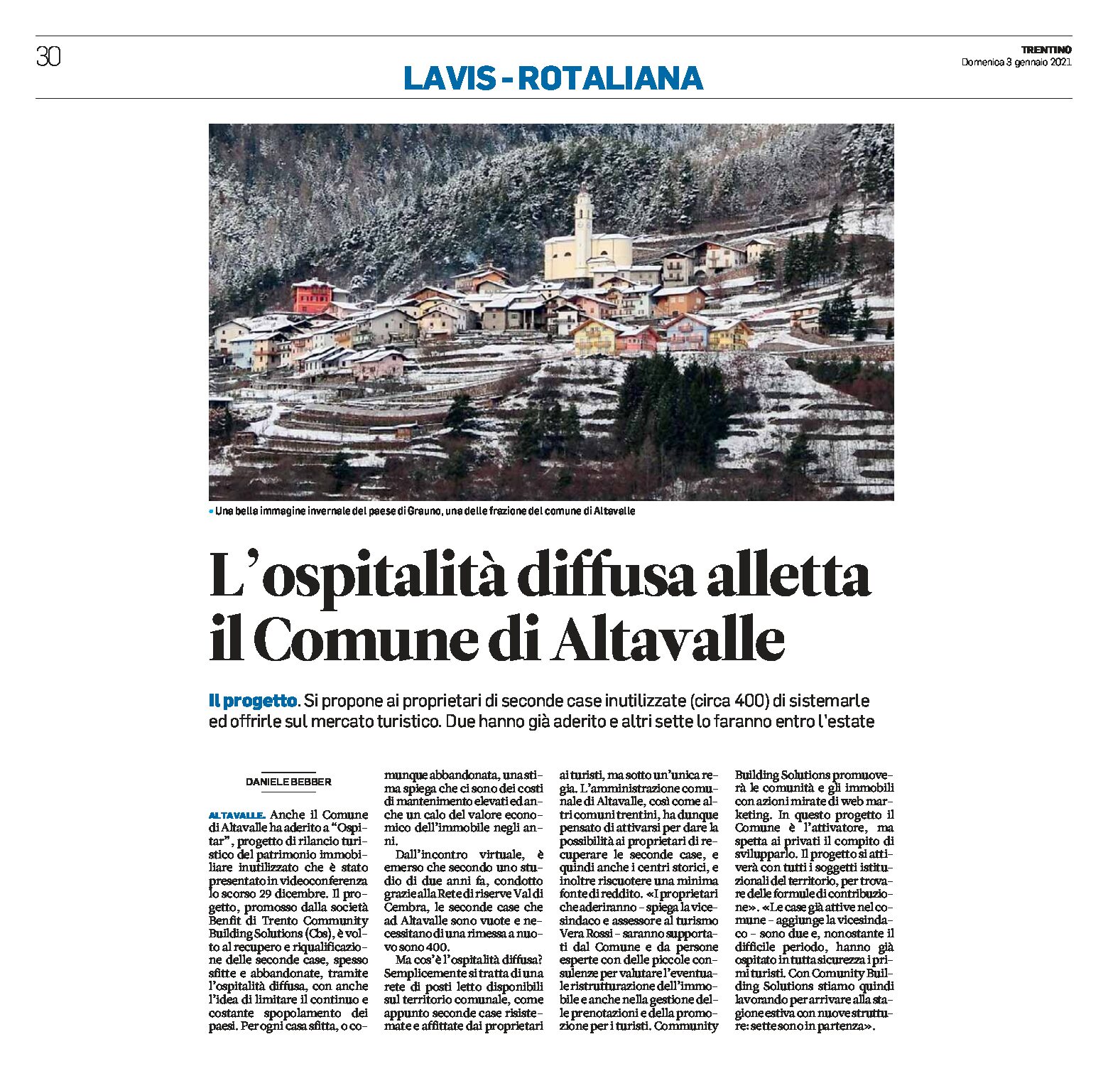 Altavalle: l’ospitalità diffusa alletta il Comune