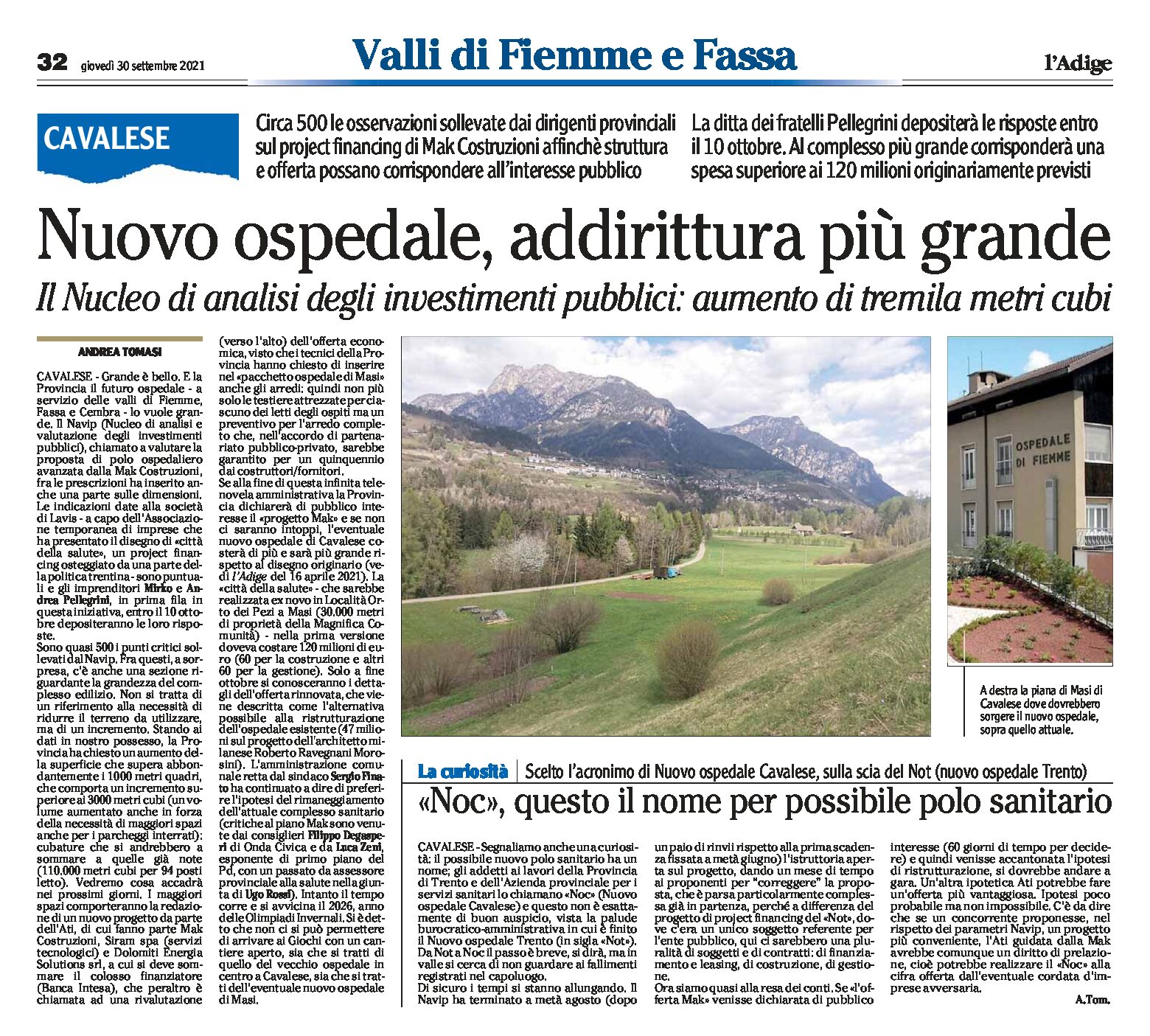 Cavalese: nuovo ospedale addirittura più grande