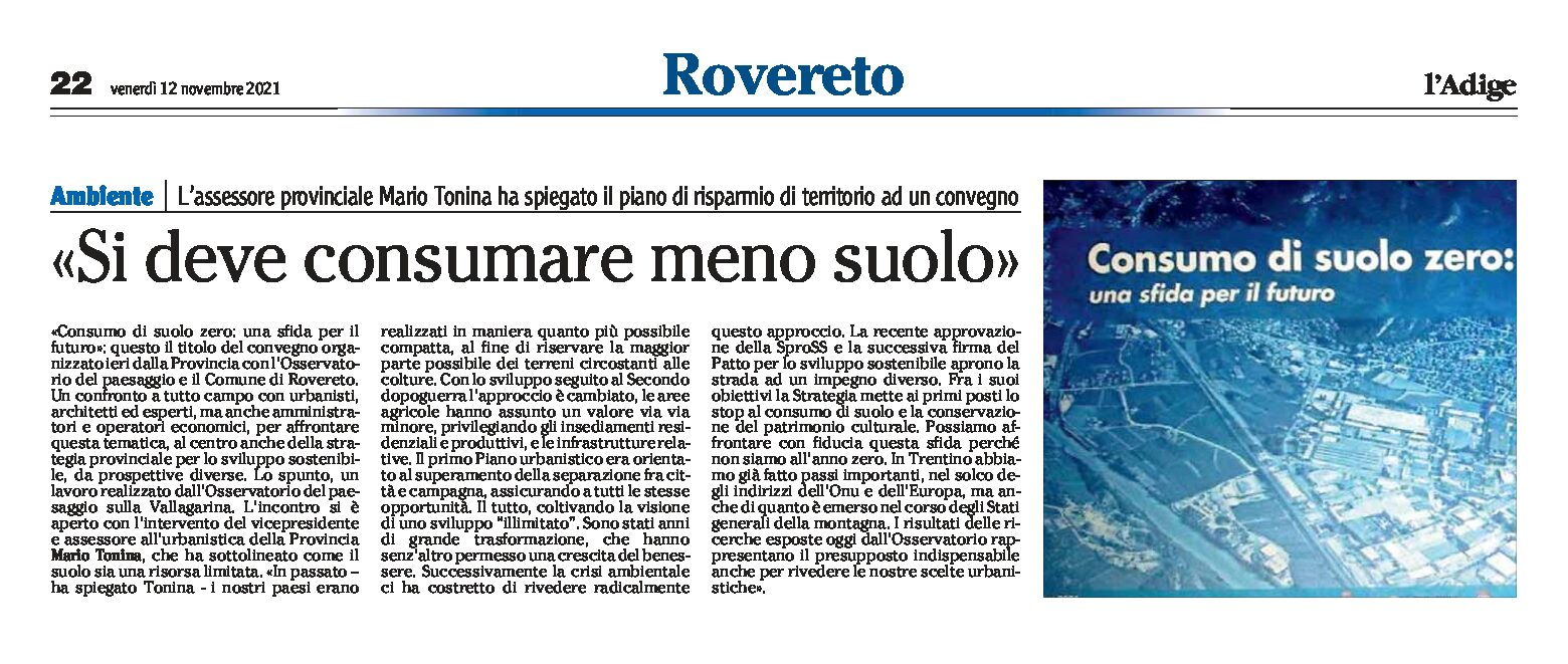 Convegno “Consumo di suolo zero: una sfida per il futuro”