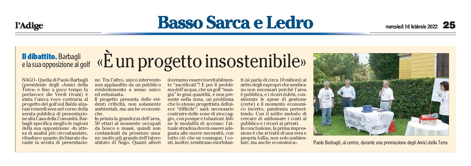 Golf sul Baldo: unica opposizione quella di Barbagli “è un progetto insostenibile”