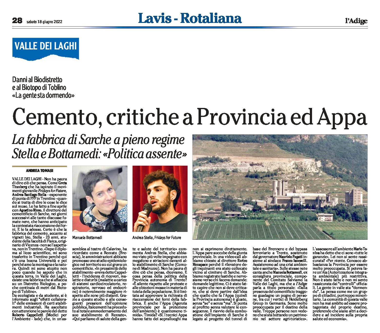 Valle dei Laghi: fabbrica a pieno regime, critiche a Provincia e Appa. Danni al Biotopo di Toblino