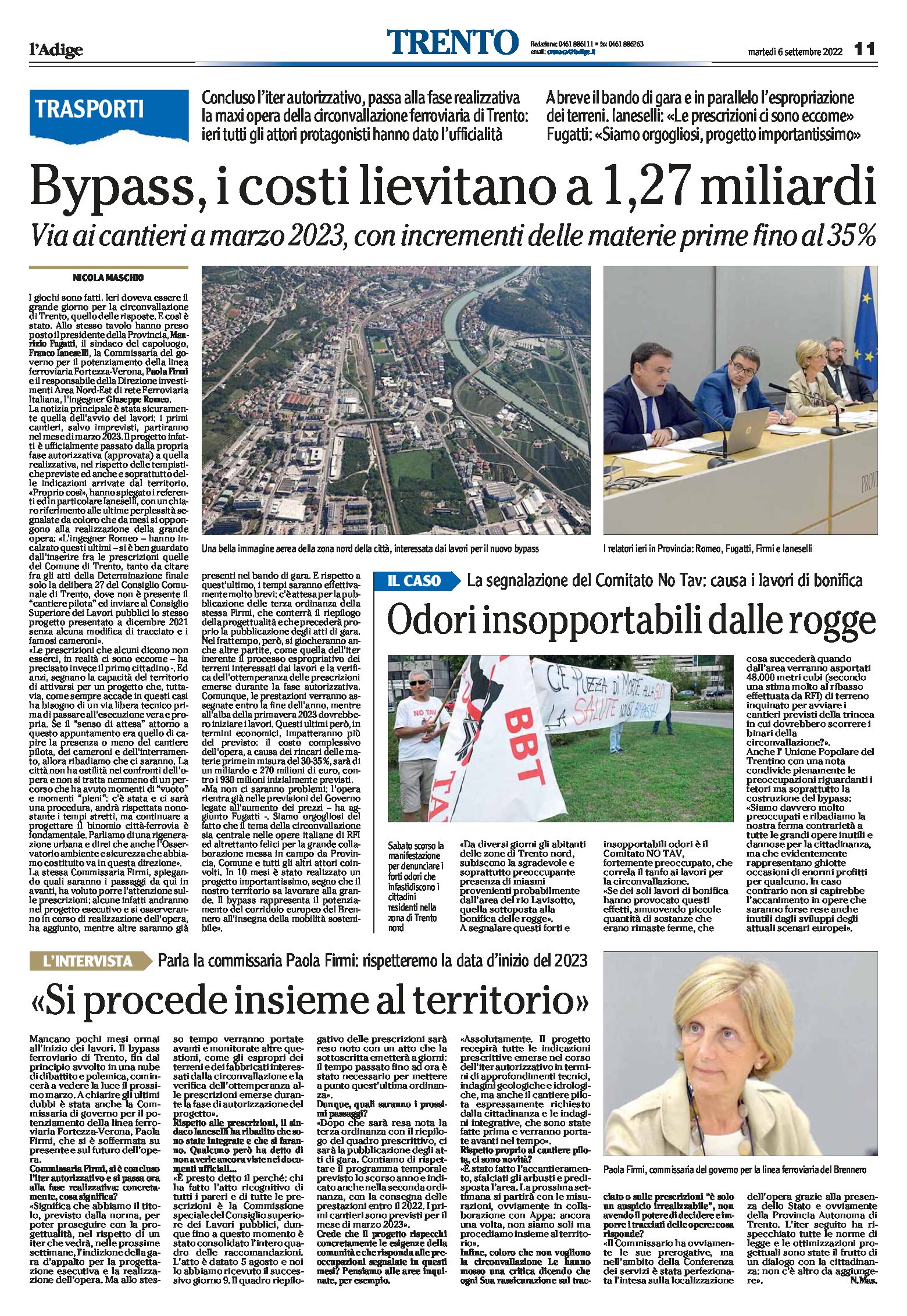Trento, bypass: i costi lievitano a 1,27 miliardi, via ai cantieri a marzo 2023