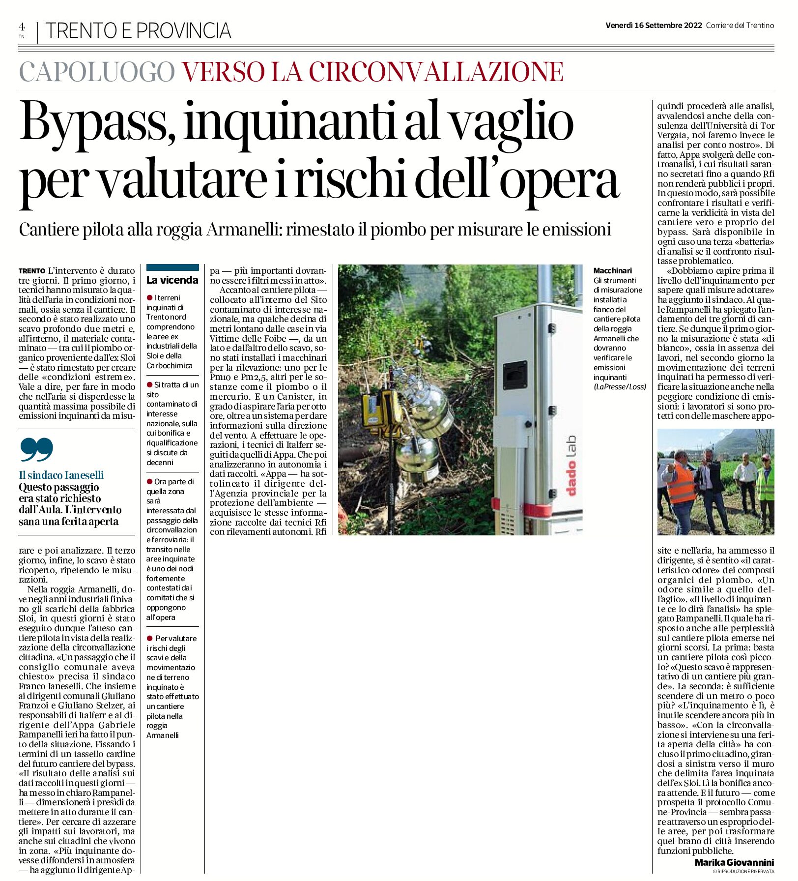 Trento bypass: inquinanti al vaglio per valutare i rischi dell’opera