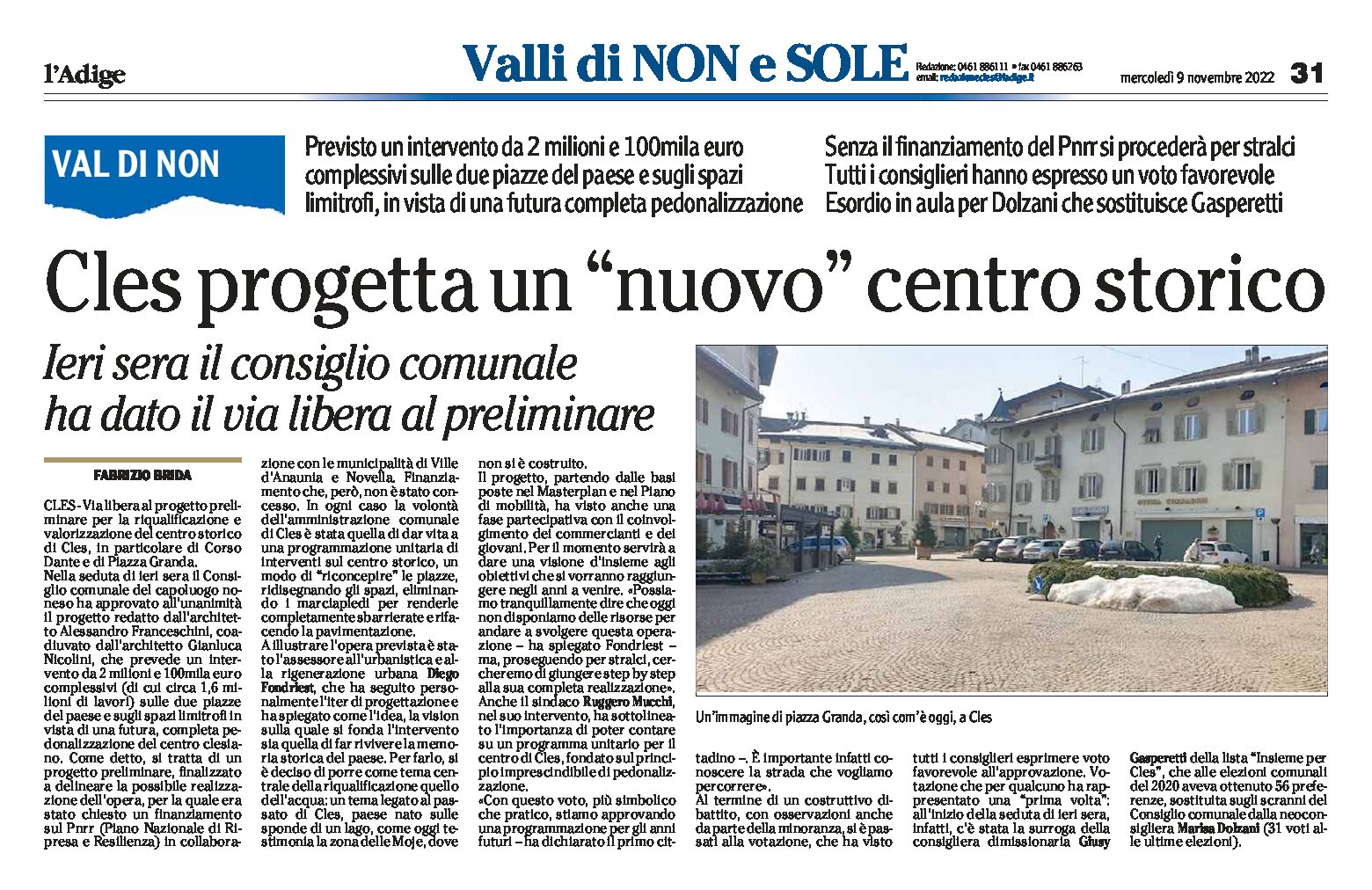 Cles: progetta un “nuovo” centro storico. via libera al preliminare