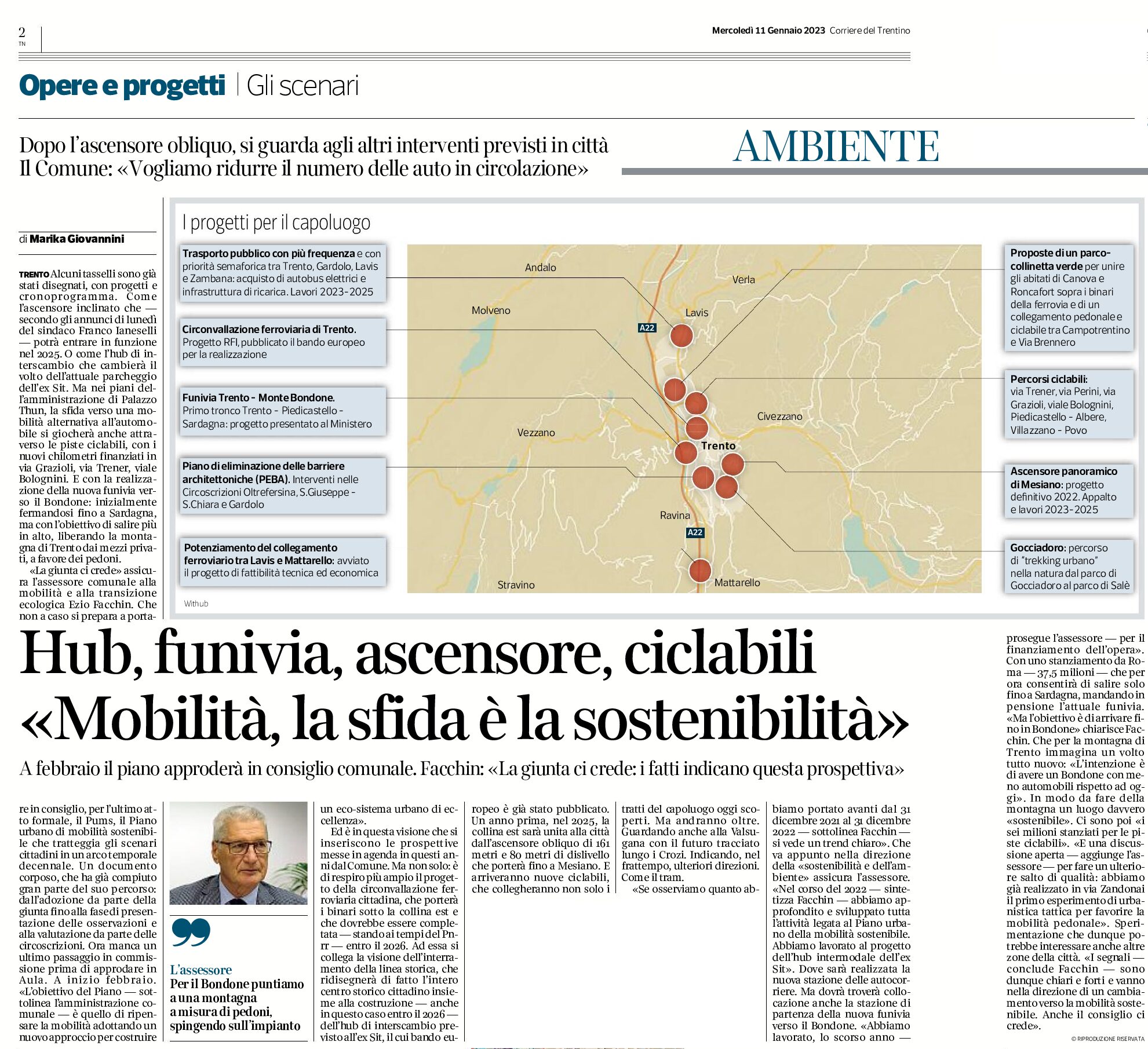 Trento: hub, funivia, ascensore, ciclabili “mobilità, la sfida è la sostenibilità”