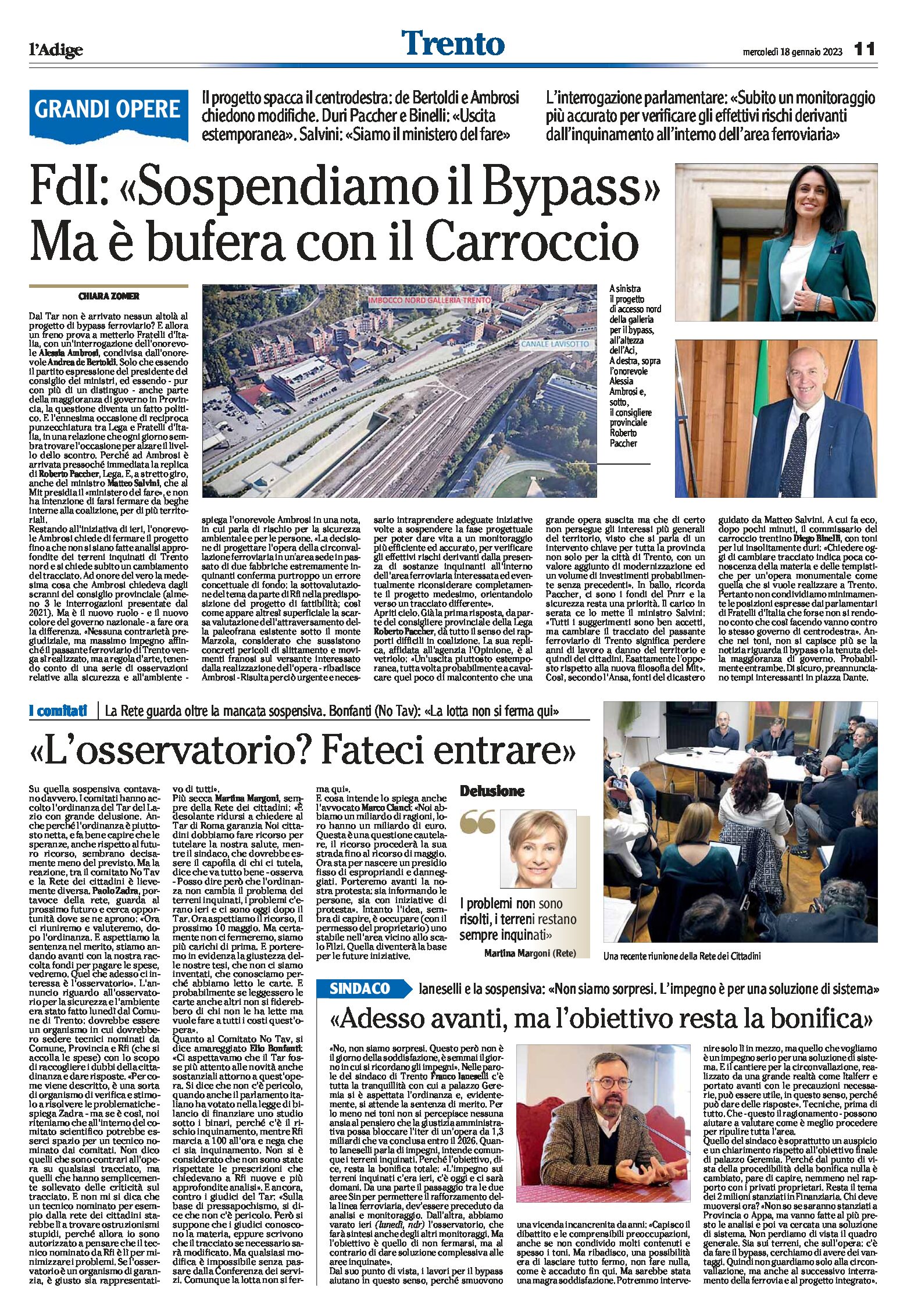 Trento: sospendiamo il bypass