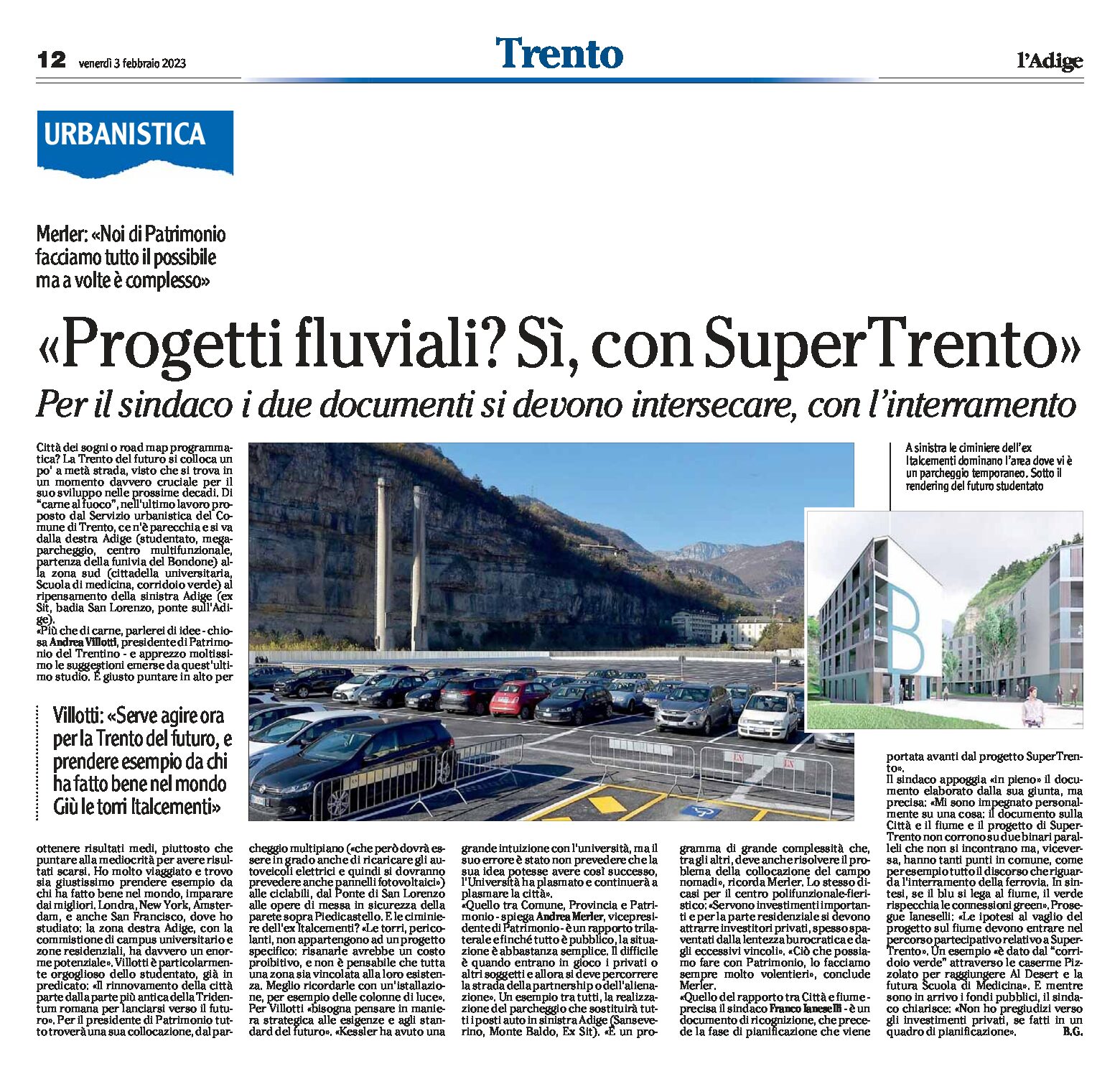 Trento: progetti fluviali? Sì con SuperTrento. Per il sindaco i due documenti si devono intersecare, con l’interramento