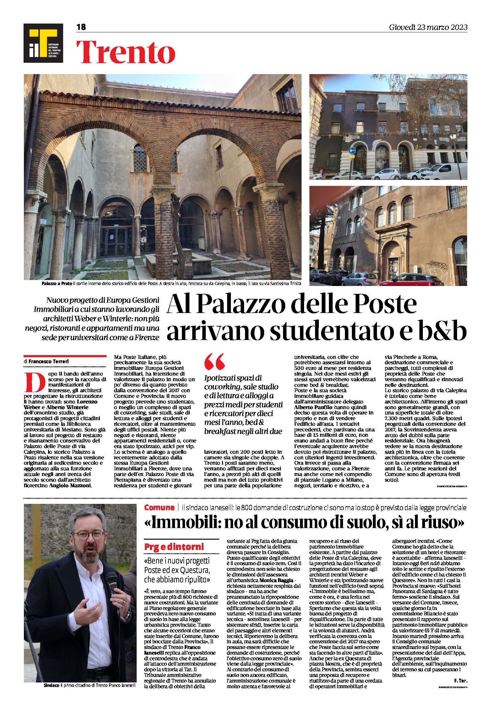 Trento: al Palazzo delle Poste arrivano studentato e b&b
