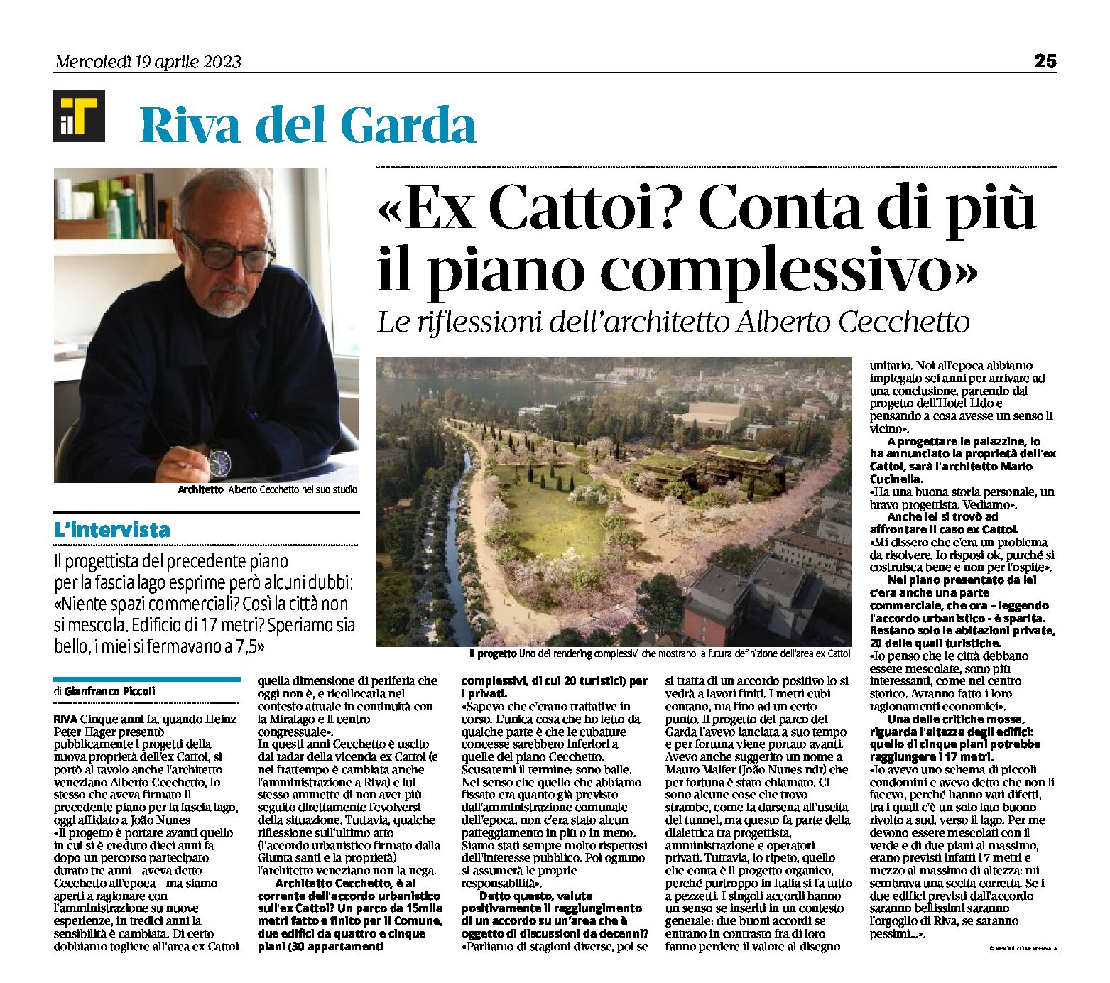 Riva, ex Cattoi: “conta di più il piano complessivo”, le riflessioni dell’architetto Cecchetto