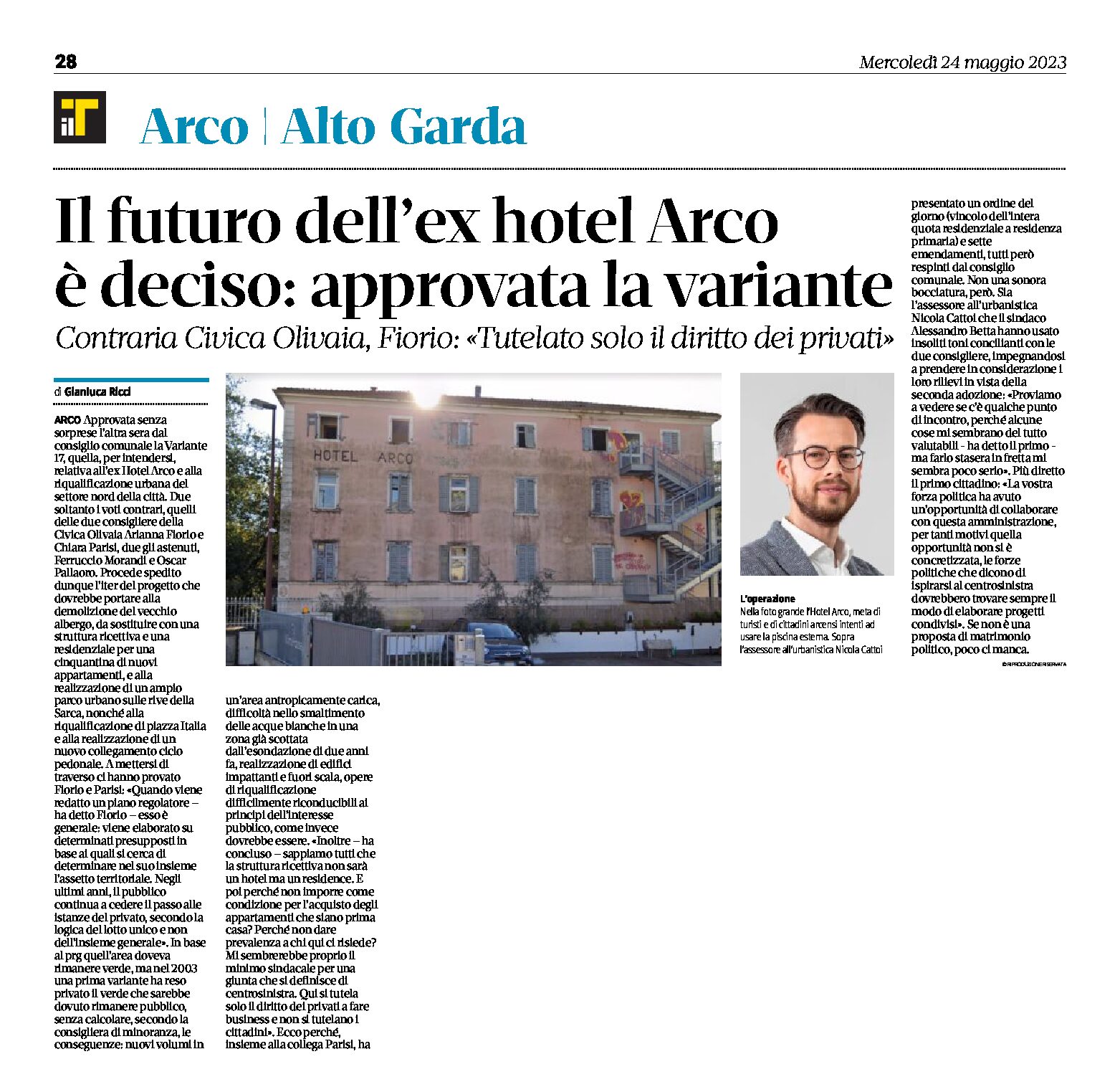 Ex Hotel Arco: il futuro è deciso, approvata la variante