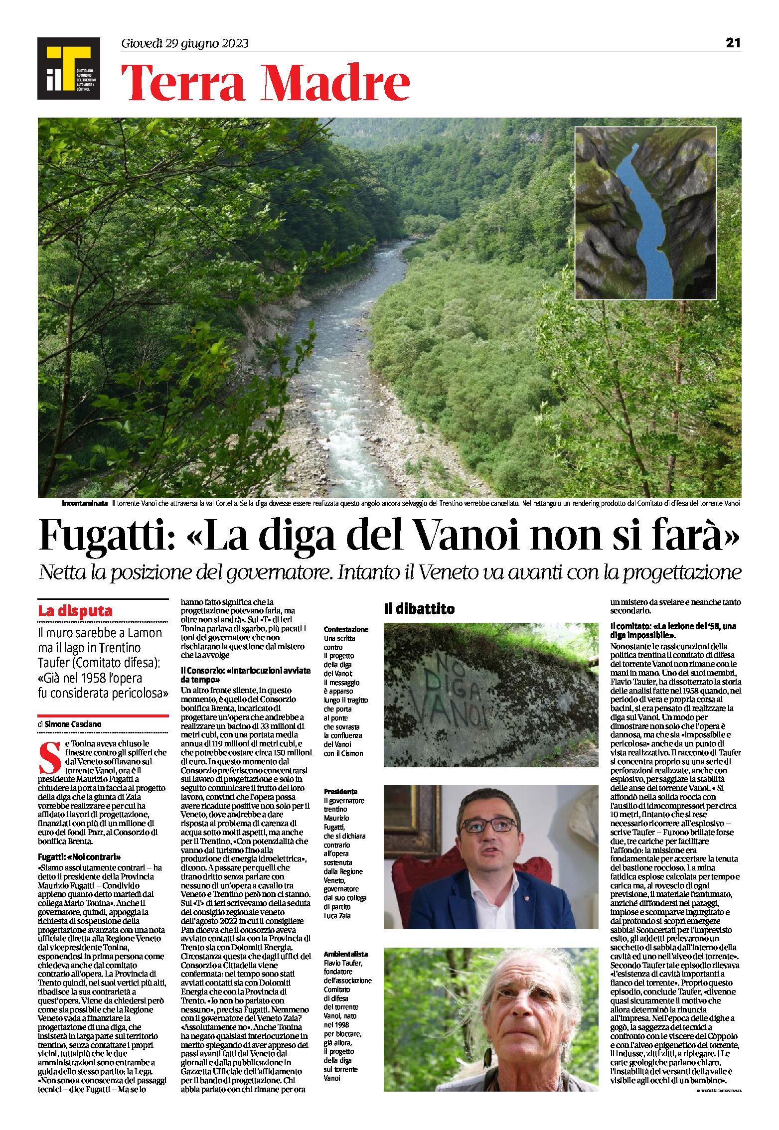 Diga del Vanoi: Fugatti “non si farà”