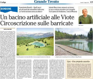 Viote: bacino artificiale proposta assurda